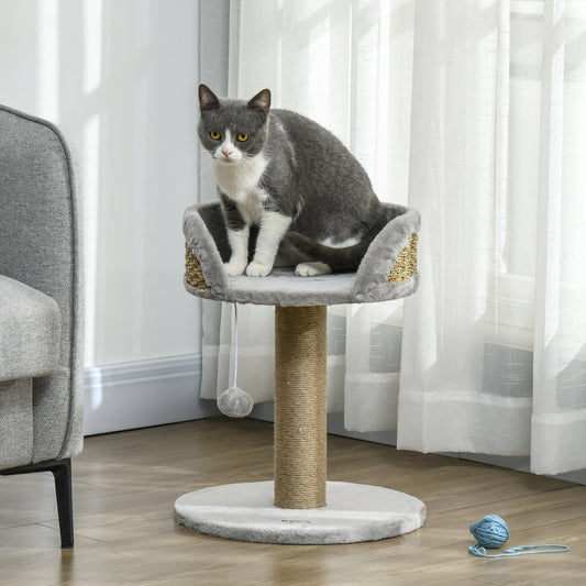 PawHut Modern Grey Cat Tree Tower with Plush Bed and Scratching Post - ALL4U RETAILER LTD