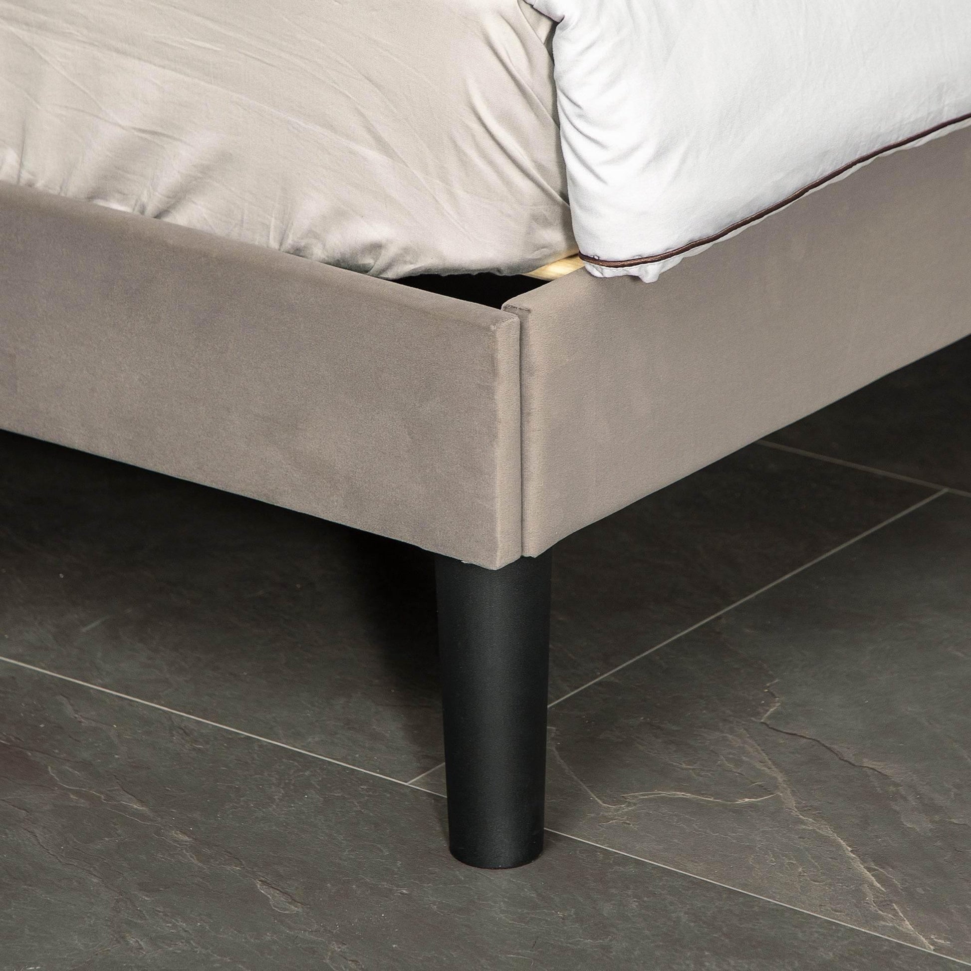 HOMCOM Adjustable Grey Velvet Double Bed Frame with Headboard - ALL4U RETAILER LTD