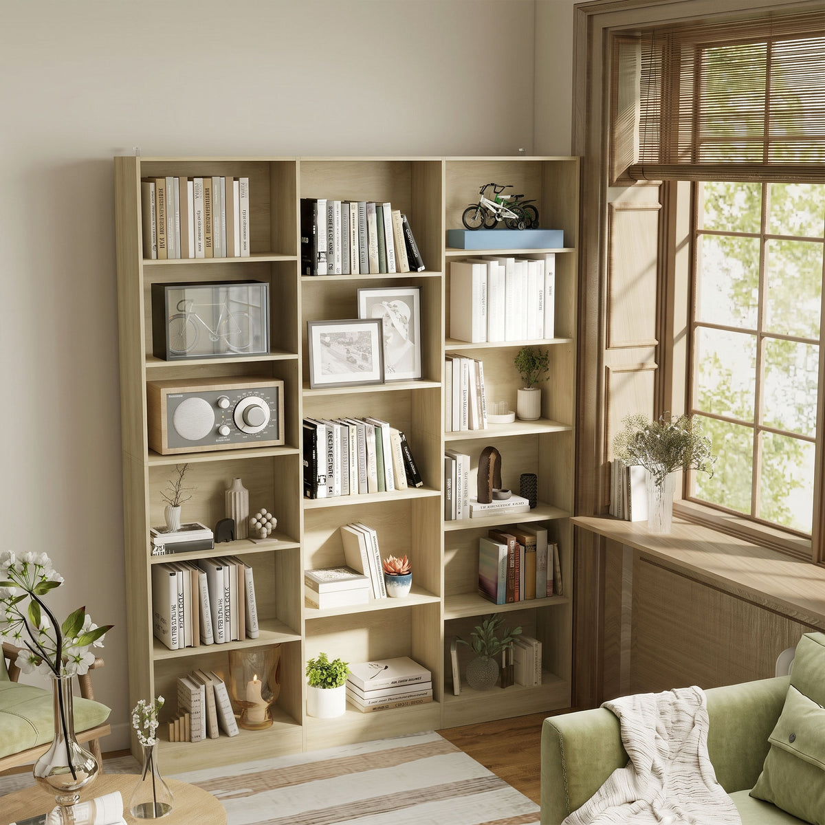 Homcom 6 Tier Oak Bookcase With Open Storage And Anti Tipping Hardware