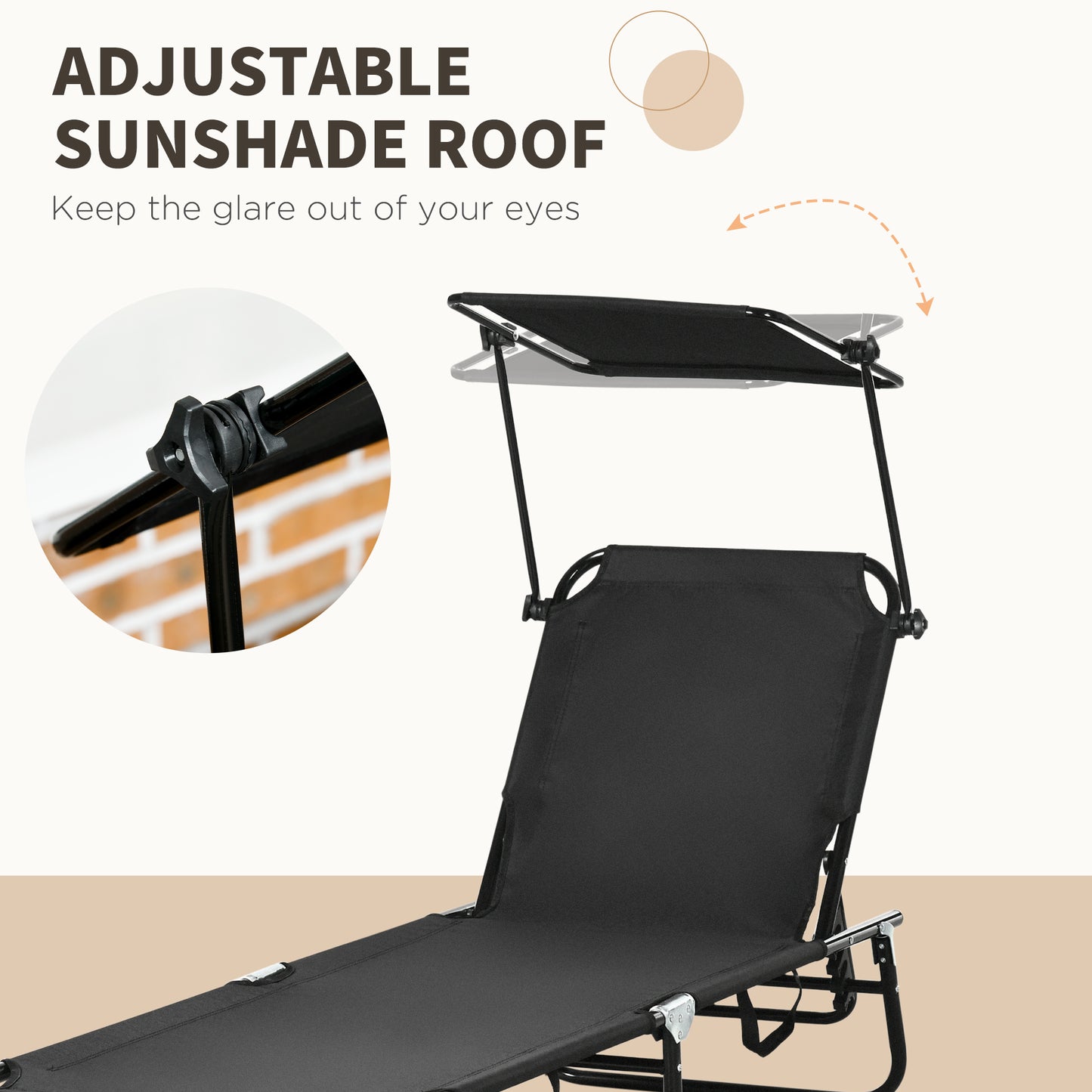 Outsunny Set of 2 Adjustable Folding Sun Loungers with Sunshade - Outdoor Patio Chairs for Relaxation and Tanning - ALL4U RETAILER LTD