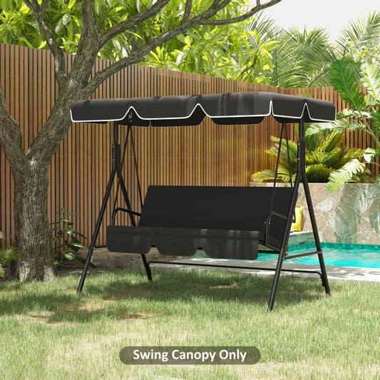 Outsunny 2 Seater Garden Swing Canopy Replacement Cover - UV50+ Sun Shade in Black (Canopy Only) for Stylish Outdoor Comfort
