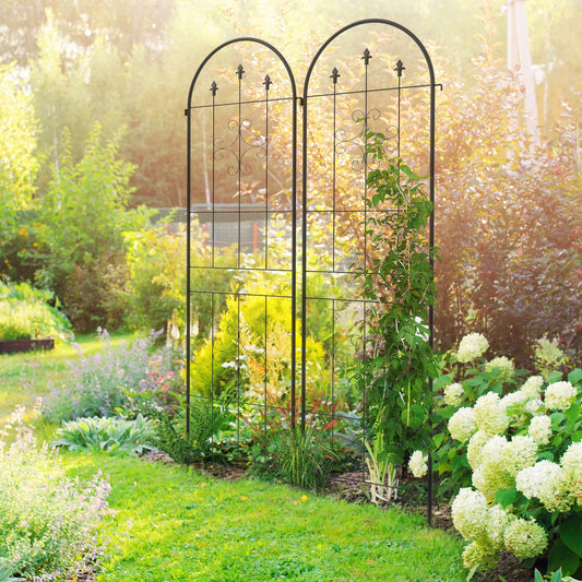 Outsunny Set Of Two Spiral Anchor Garden Trellis Panels For Vertical Plant Support With Ground Spikes