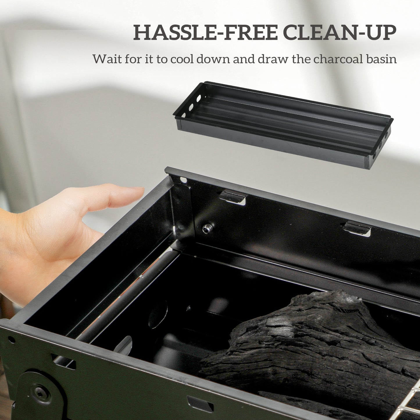 Outsunny Foldable Charcoal Grill Portable For Camping And Outdoor Cooking With Easy Clean Pull Out Charcoal Basin Black