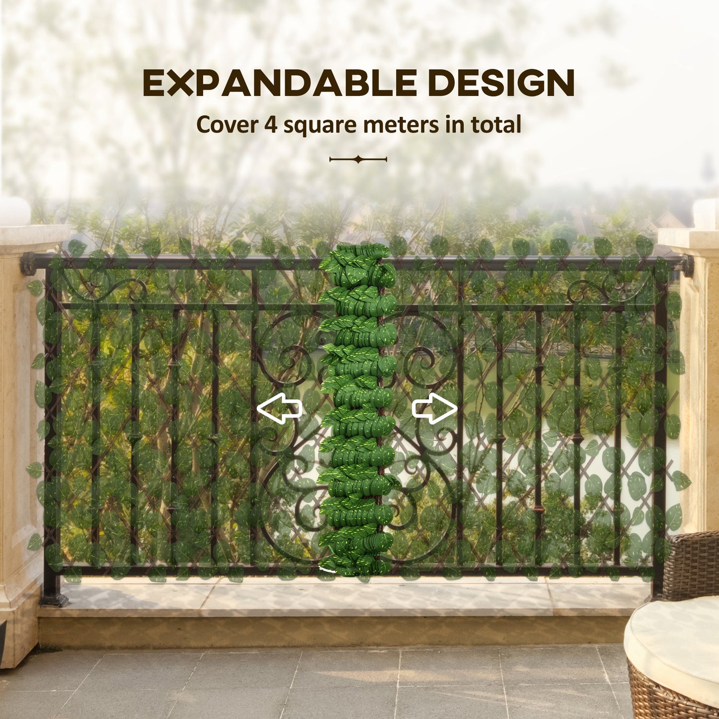 Outsunny Set Of 2 Expandable Artificial Trellis Hedges Realistic Leaf Privacy Screen 2 By 1 Meter