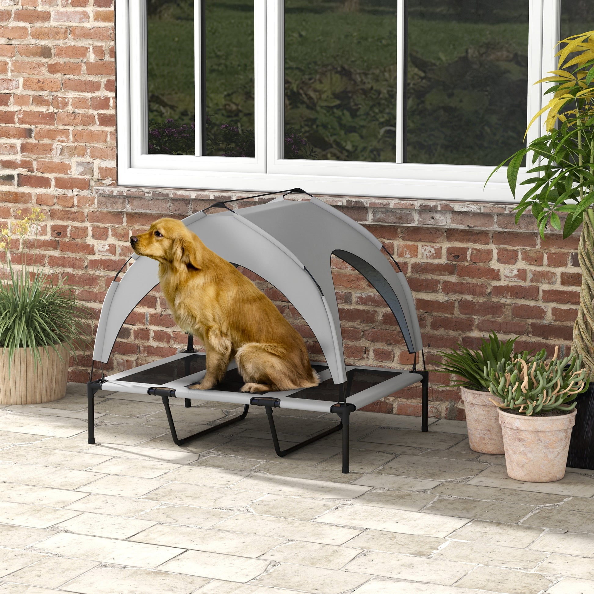 PawHut Elevated Cooling Pet Bed with Washable Mesh - Large Dog Cot in Light Grey, 106 x 76 x 94 cm - ALL4U RETAILER LTD