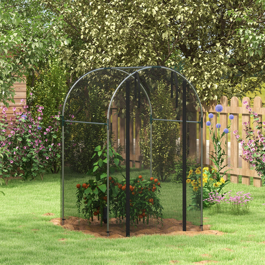 Outsunny Galvanised Steel Plant Protection Tent with Zipped Door - 1.2m x 1.2m x 1.9m, Black - ALL4U RETAILER LTD