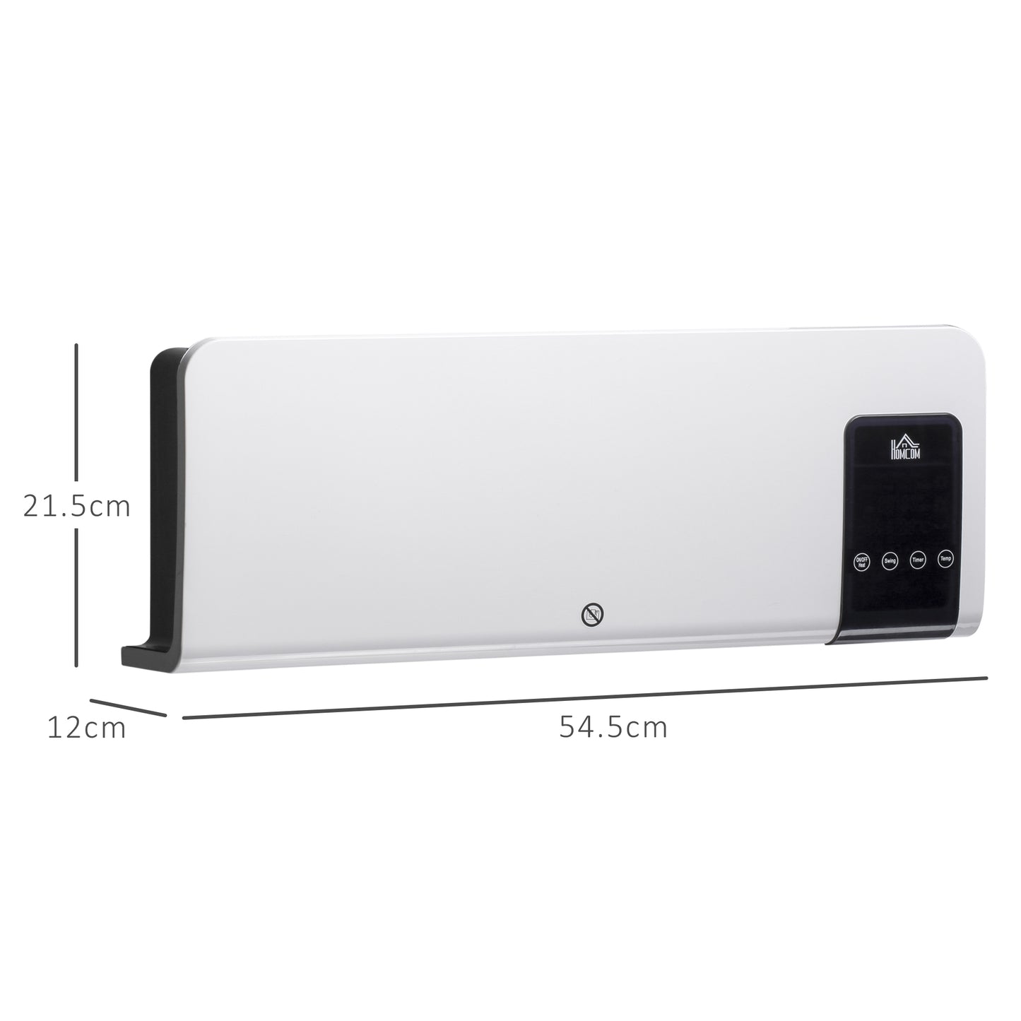 HOMCOM 2000W Wall Mounted Heater With Adjustable Temperature 18 To 45 C White Oscillating Fan