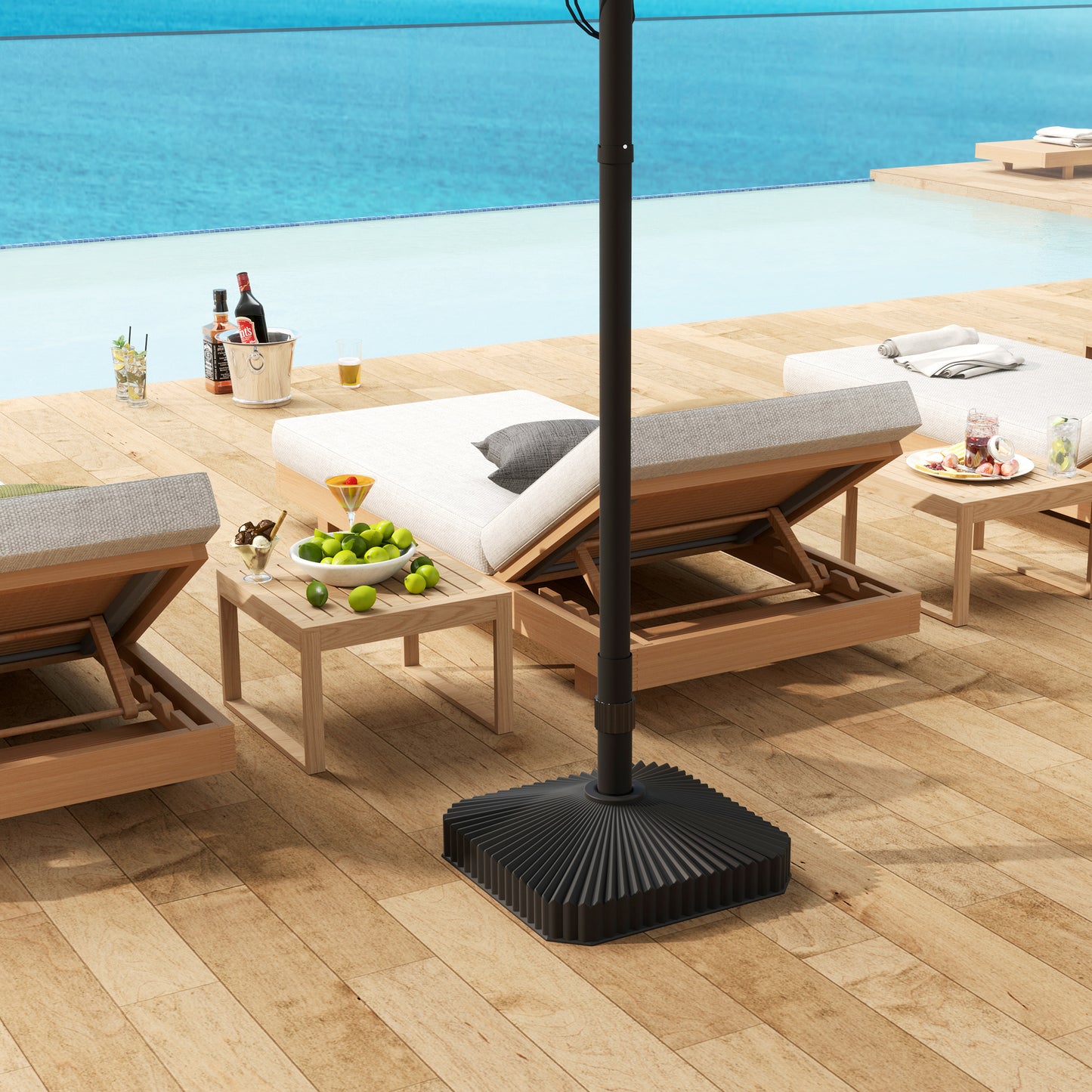 Outsunny Patio Umbrella Stand Heavy Duty Outdoor Parasol Base Sand Water Filled Black
