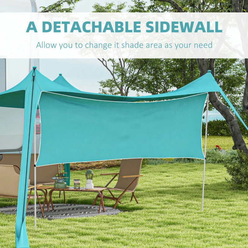 Outsunny Sky Blue Beach Tent with Detachable Sidewall, Carry Bag - Ideal for Camping, Trips, Fishing, Picnics - Portable Event Shelter for Outdoor Adventures - ALL4U RETAILER LTD