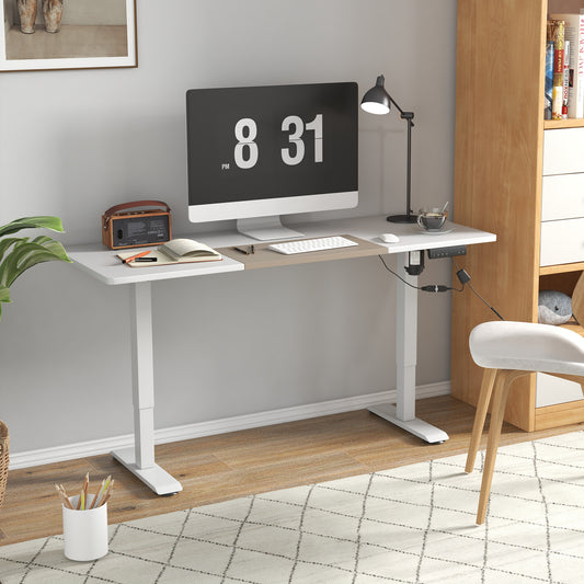 Vinsetto Height Adjustable Electric Standing Desk with Smart Memory Panel, 140 x 70cm Sit-Stand Home Office Desk, White - ALL4U RETAILER LTD