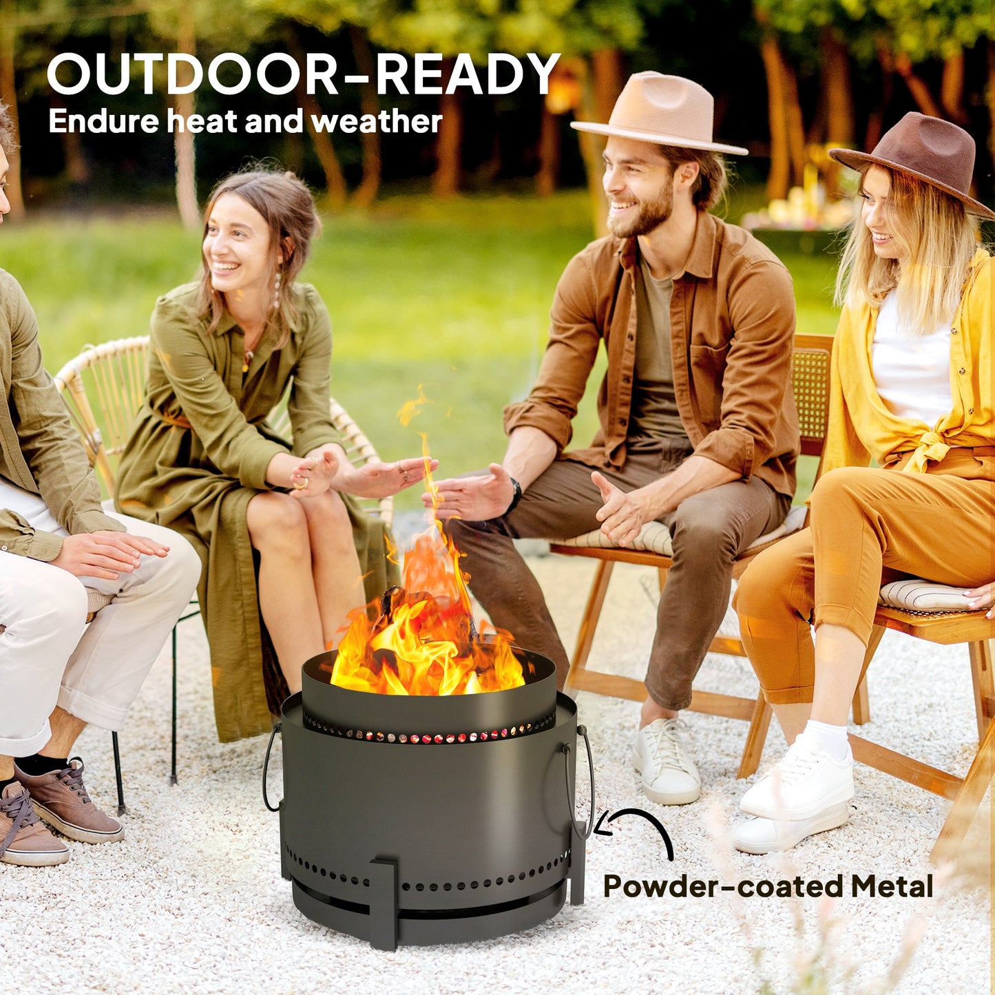 Outsunny Smokeless Fire Pit With Ash Catcher 37cm Portable Wood Burning Firepit For Garden Camping Bonfire