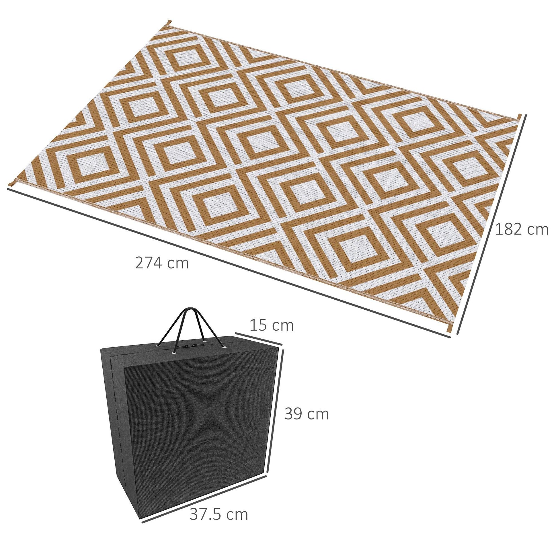 Outsunny Reversible Outdoor Rug - Waterproof Straw Mat - ALL4U RETAILER LTD