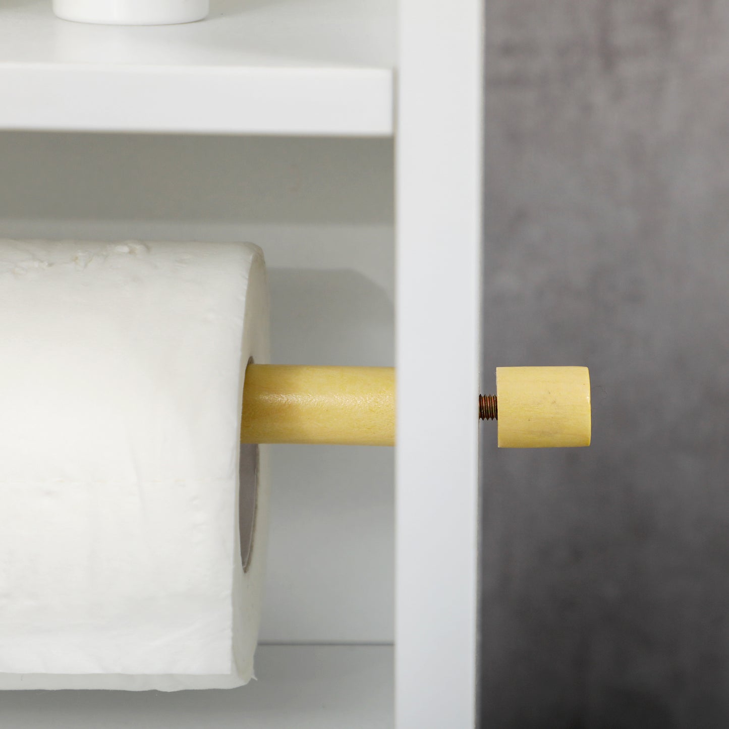 Kleankin Narrow Multi Storage Bathroom Cabinet White With Two Upper Shelves Toilet Roll Holder And Two Tier Cupboard