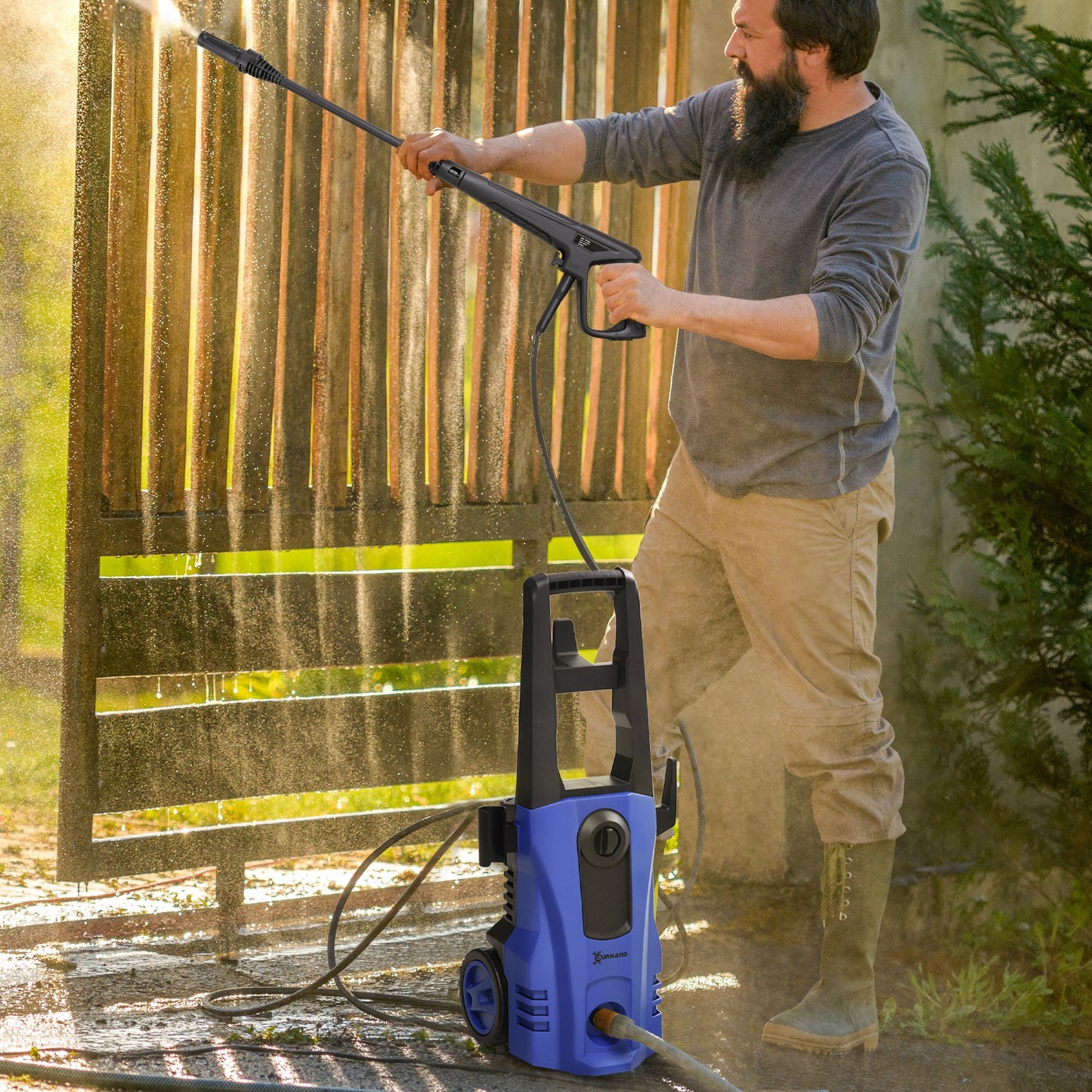 DURHAND 1800W Portable Pressure Washer - 150 Bar, 510 L/h Flow, Adjustable Nozzle, High-Performance Jet Cleaner in Blue - ALL4U RETAILER LTD