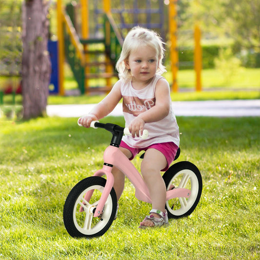 AIYAPLAY 12" Kids Balance Bike - Lightweight Training Bike, Adjustable Seat, Rubber Wheels - Pink - ALL4U RETAILER LTD