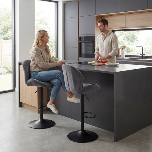 HOMCOM Bar Stools Set Of 2 With Backrest 360 Degree Swivel Adjustable Height Footrest Grey For Kitchen Island And Dining