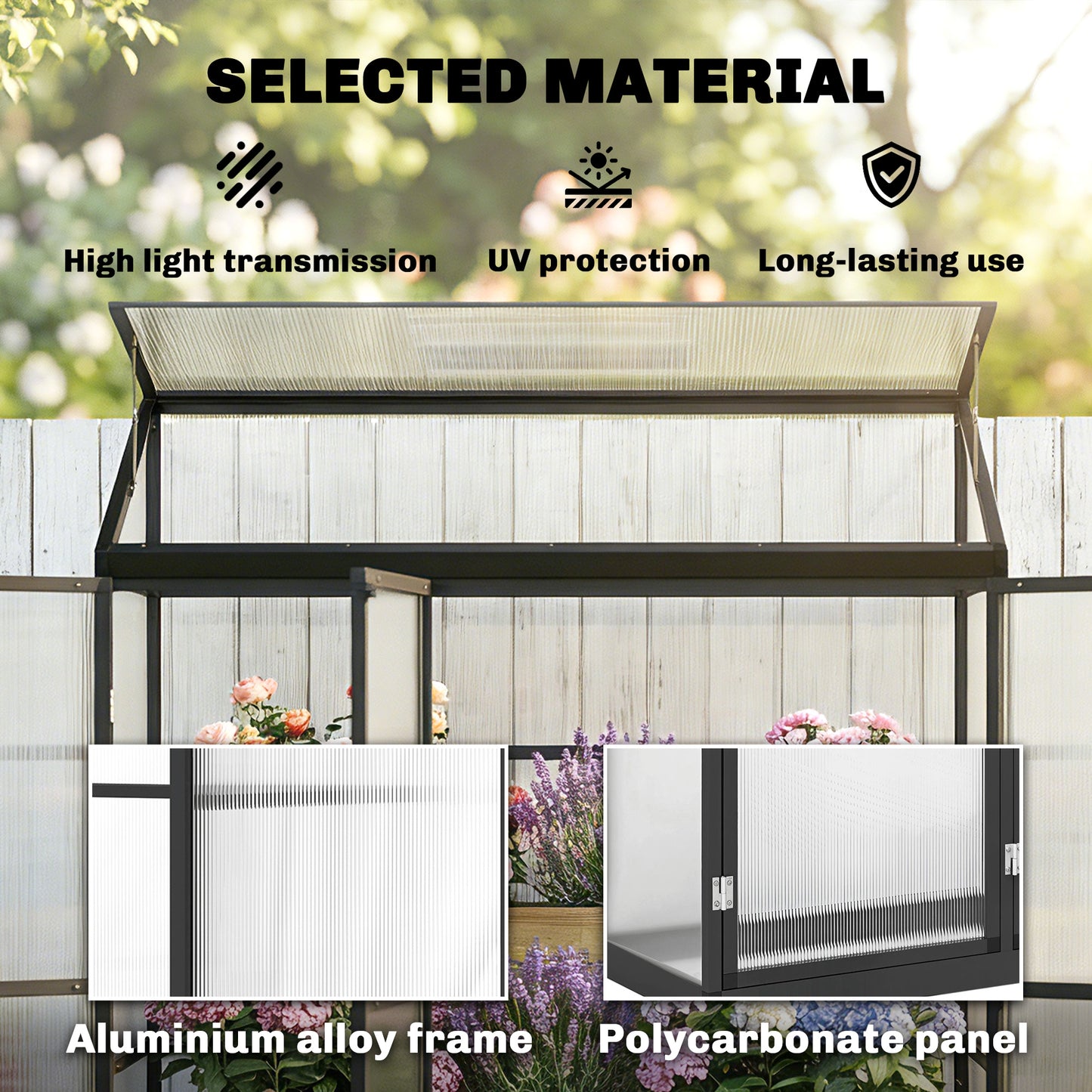 Outsunny Polycarbonate Greenhouse With Three Hinged Doors Top Vent Lean To Walk In 6 X 1.5ft Black