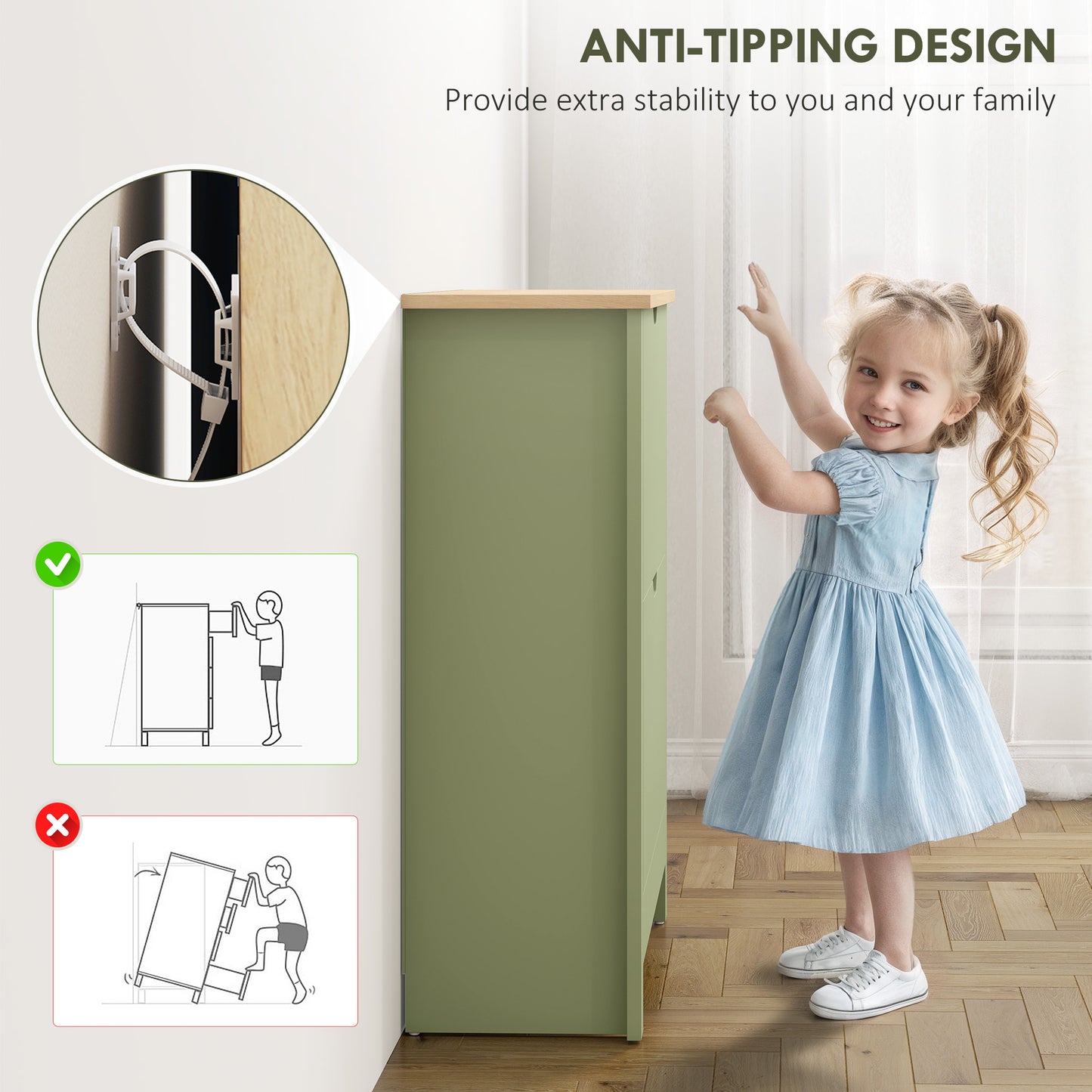 HOMCOM Slim Narrow Shoe Cabinet With 2 Flip Drawers And Adjustable Shelves Holds 12 Pairs Green