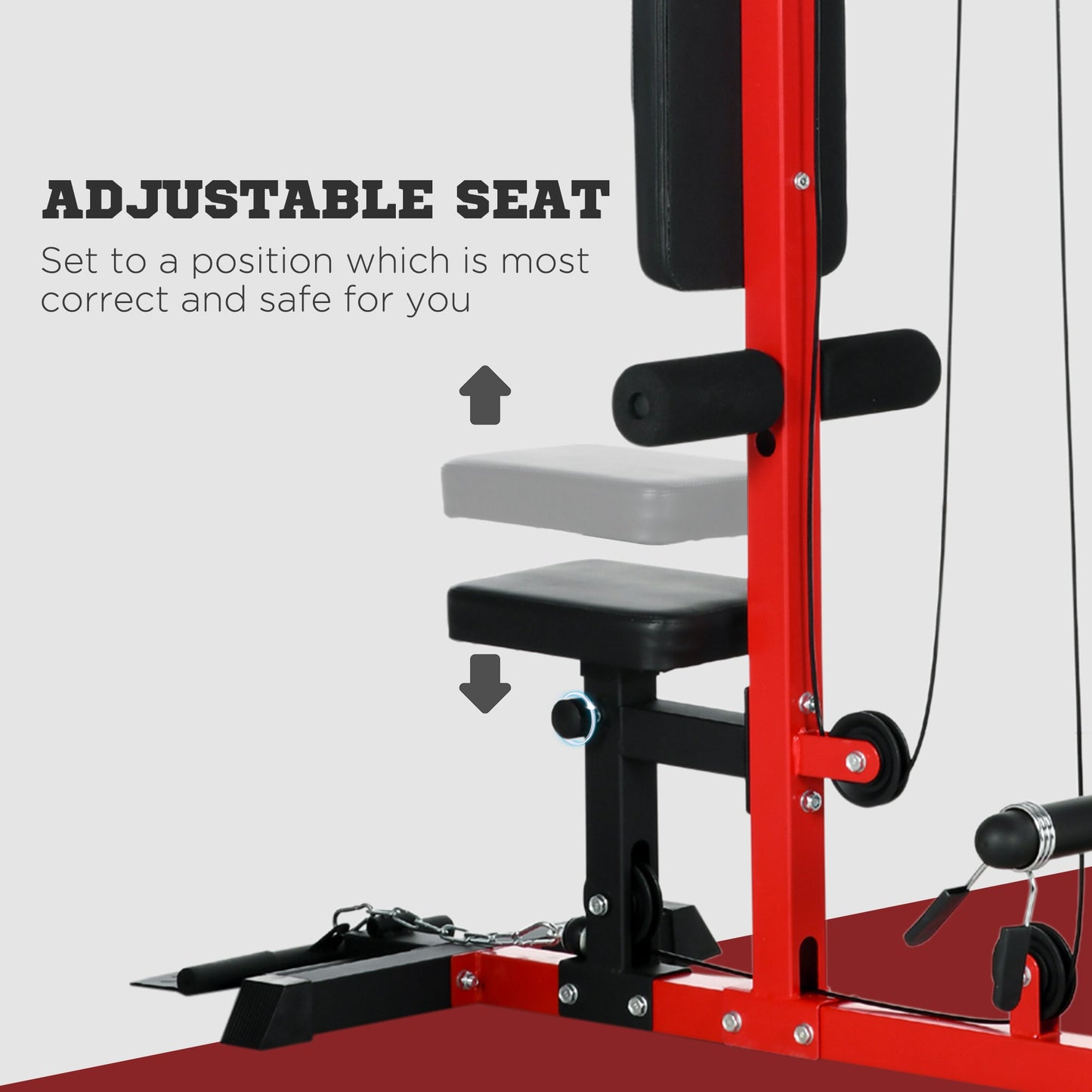 SPORTNOW Adjustable Power Tower with Chin-Up and Lat Pulldown Features for Home Gym, Red - ALL4U RETAILER LTD