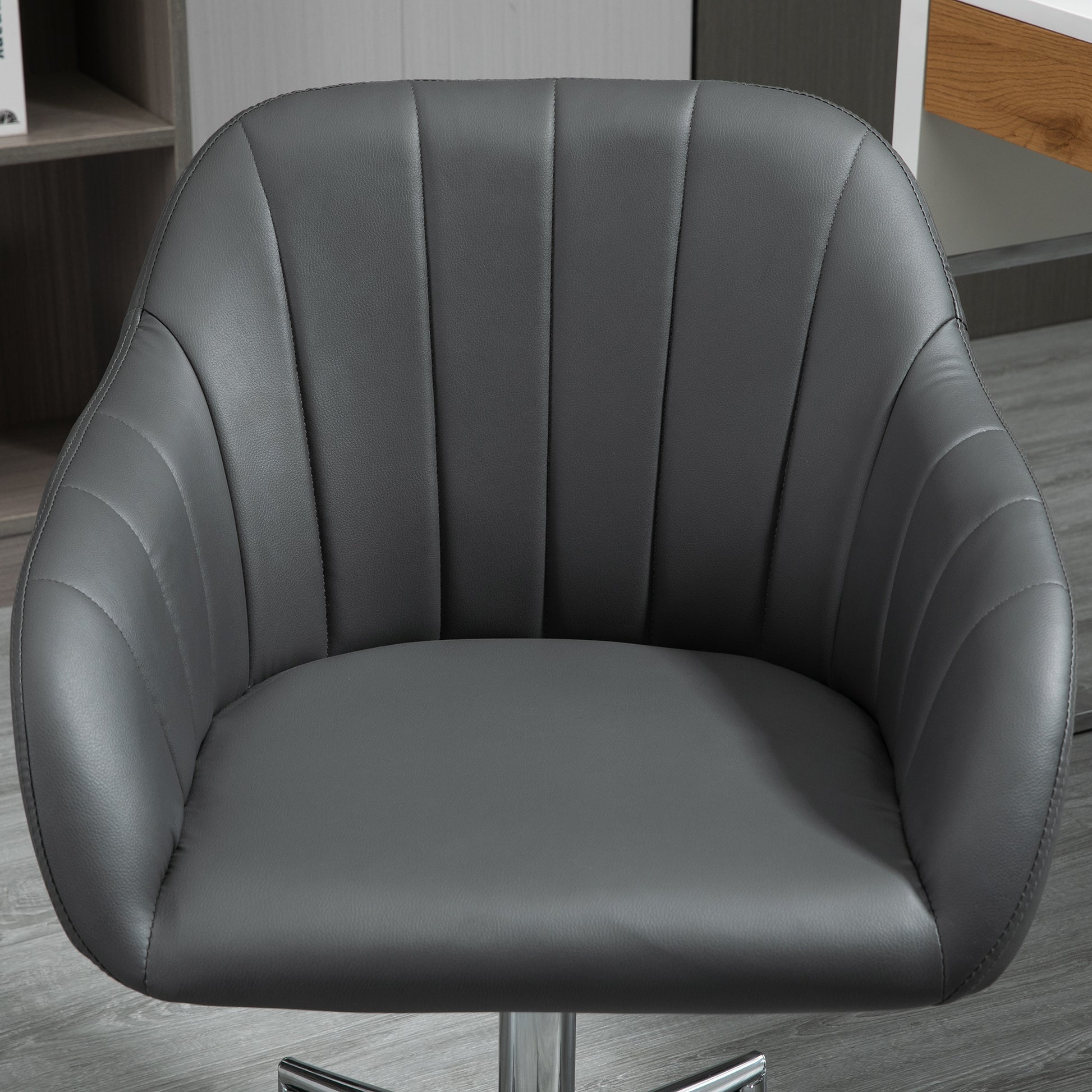 Vinsetto Stylish Grey Faux Leather Swivel Office Chair with Ergonomic Design and Armrests for Home and Office Use - ALL4U RETAILER LTD