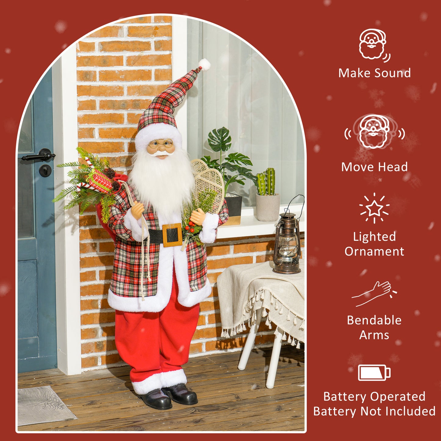 Jolly Life-Size Animated Santa Claus with Sound and Light Effects - 133cm Holiday Decoration for Festive Celebrations - ALL4U RETAILER LTD