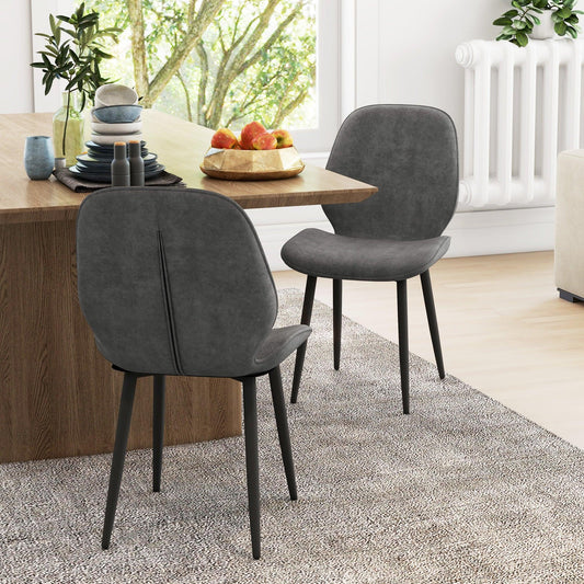 HOMCOM Set of 2 Grey Velvet Dining Chairs with Metal Legs - ALL4U RETAILER LTD