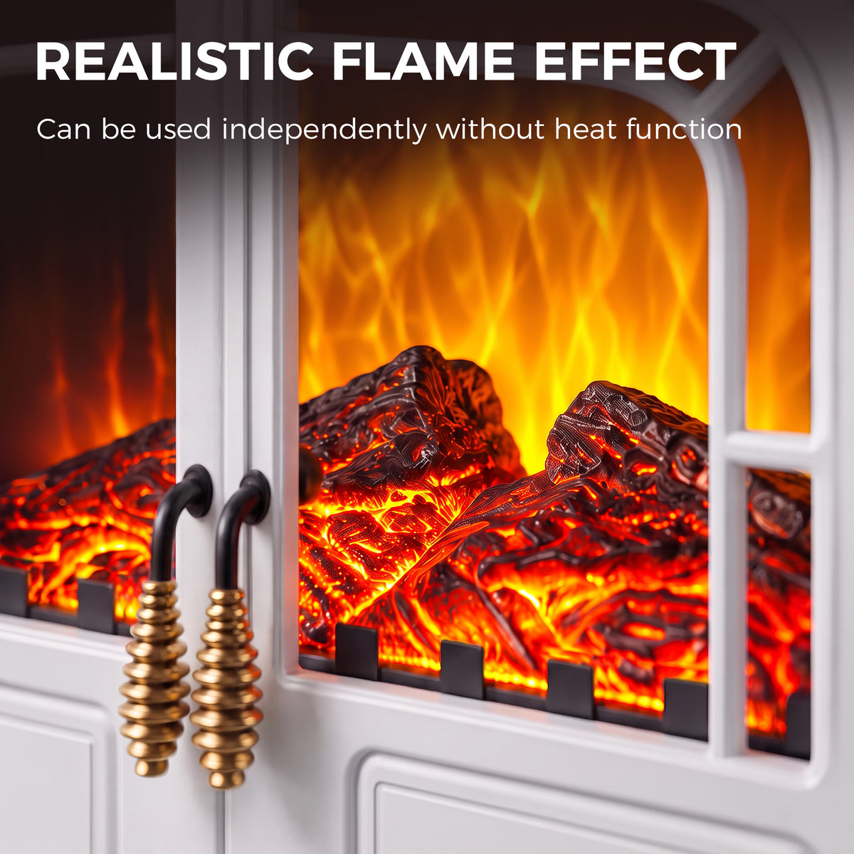 Homcom White Freestanding Electric Fireplace Heater With Led Flames