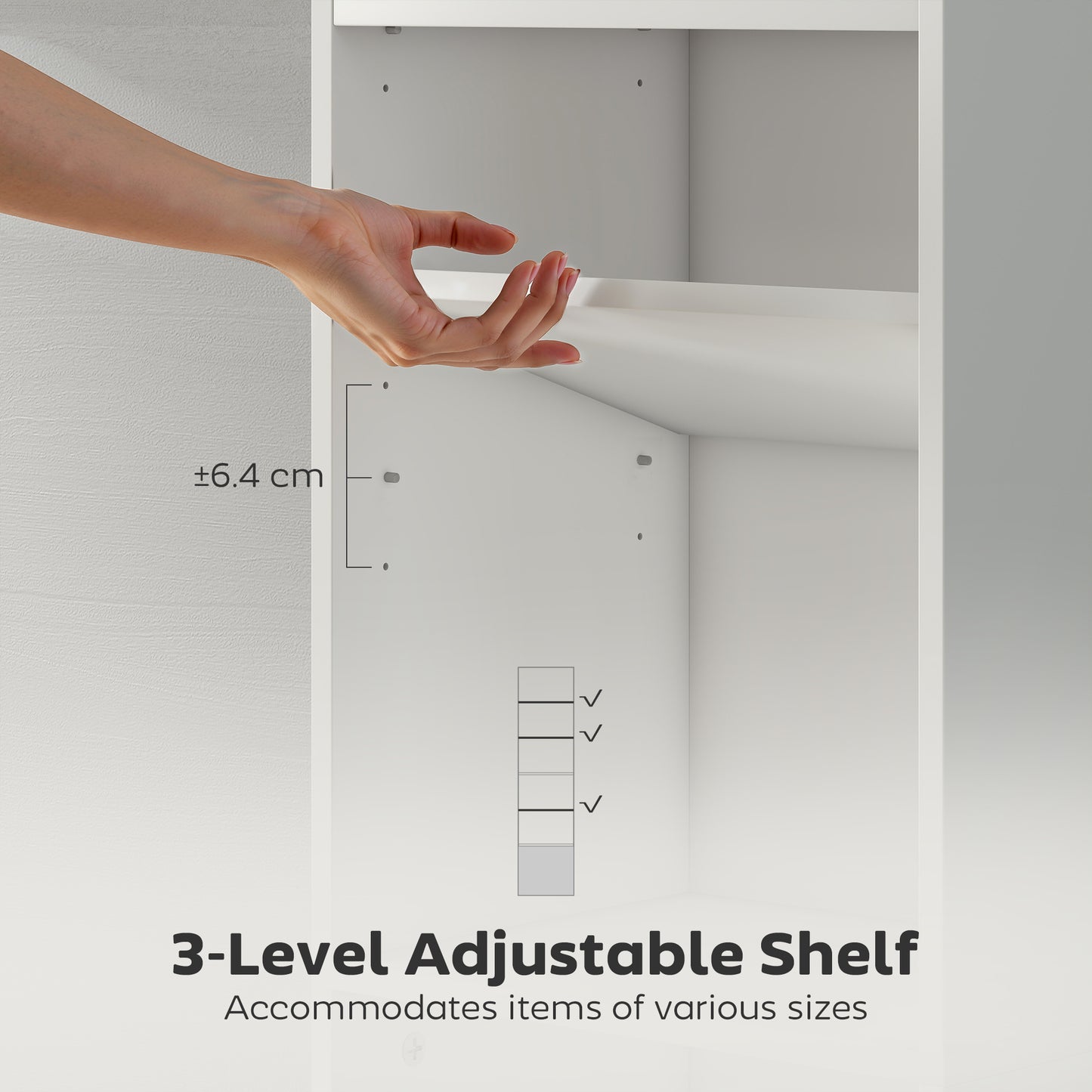 HOMCOM 6 Tier 156 cm Tall White Bookcase with Adjustable Shelves for Small Spaces