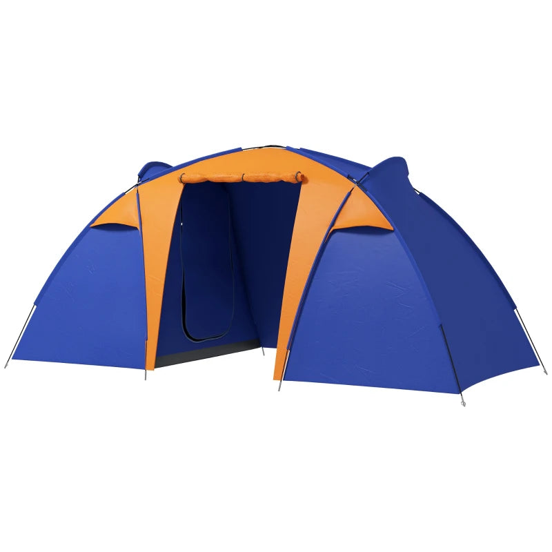 Outsunny Camping Tent with 2 Bedrooms, Living Area, and Porch - 4-6 Person Large Tunnel Tent, 2000mm Waterproof, Portable with Bag - ALL4U RETAILER LTD