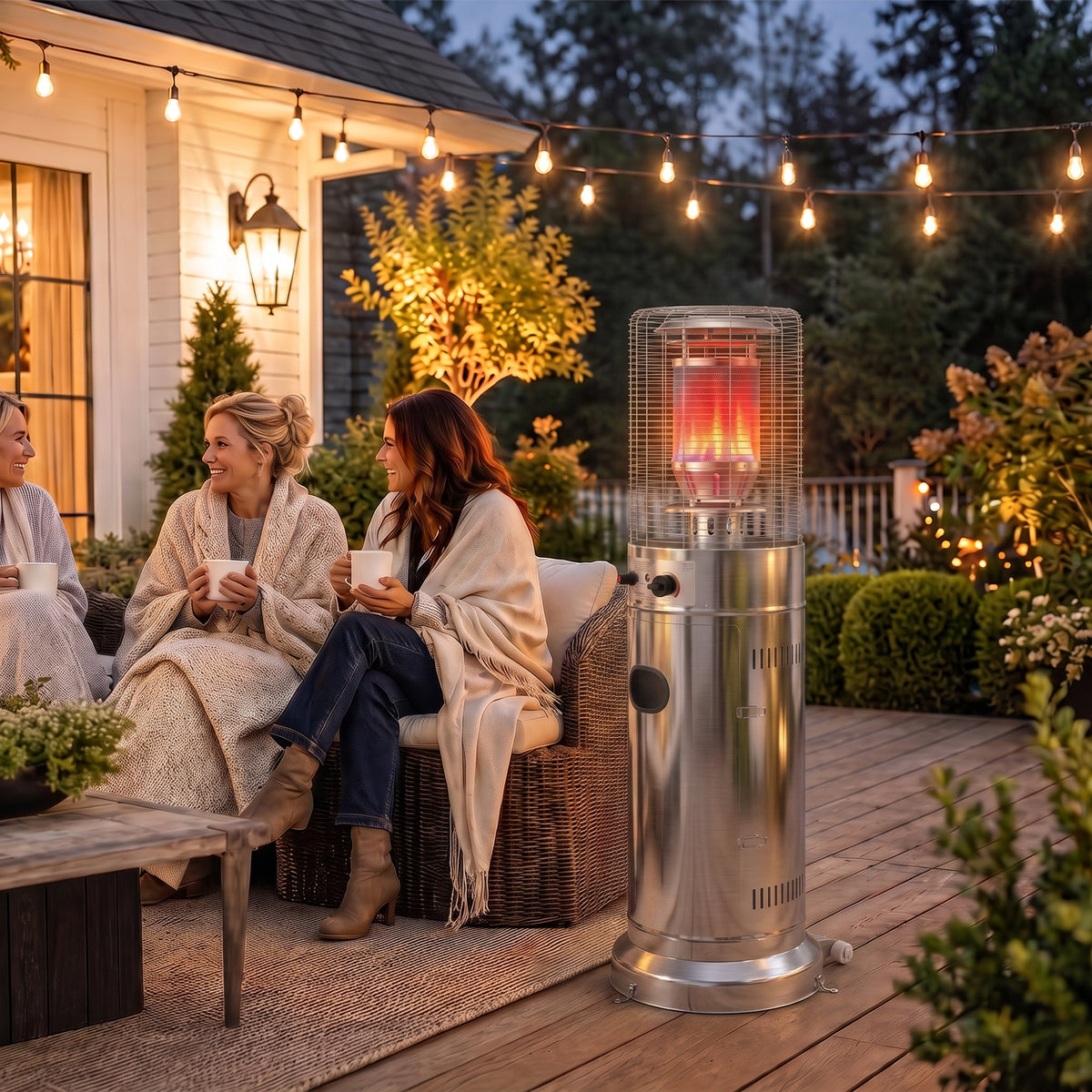 Outsunny 13 kW Stainless Steel Propane Patio Heater With Wheels