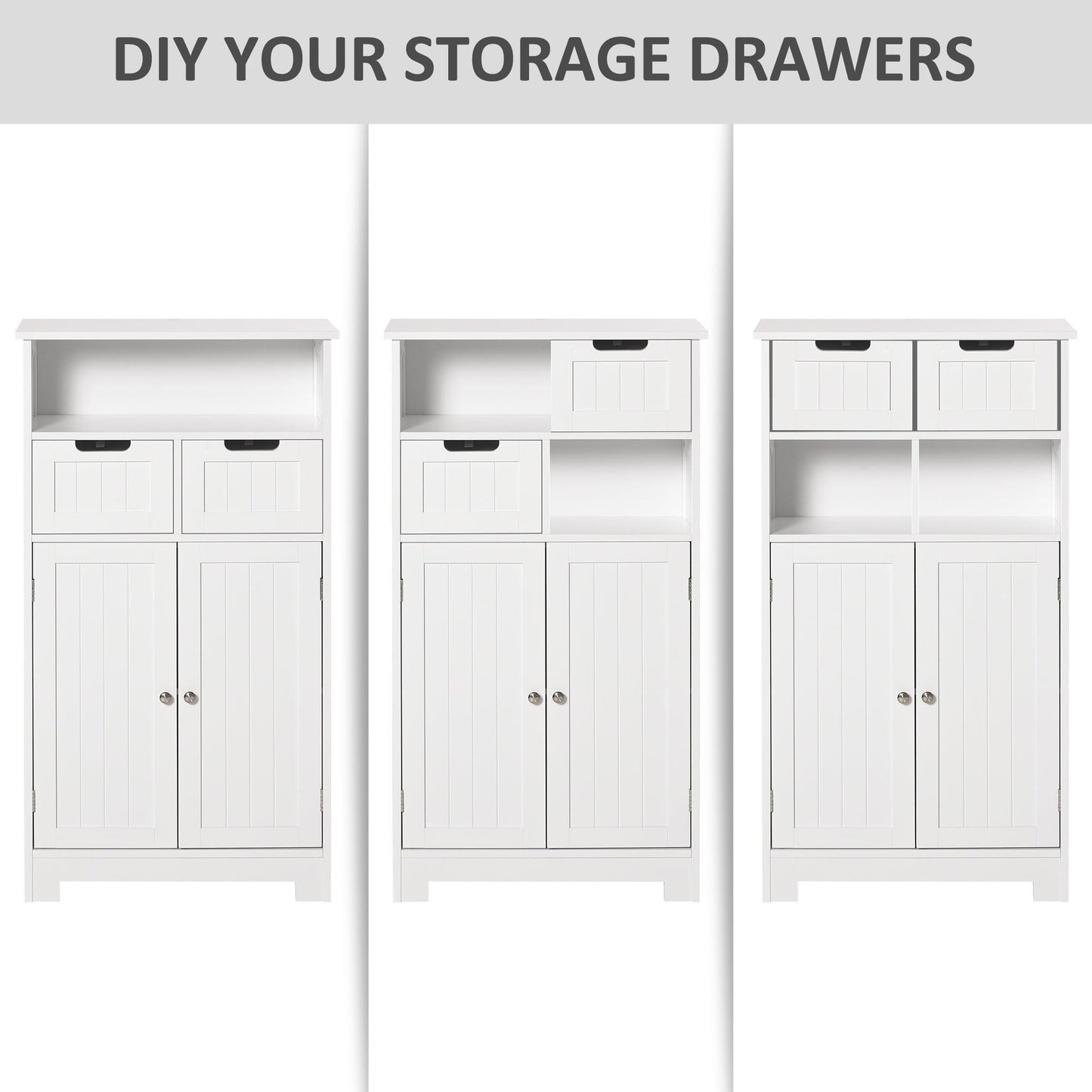 Kleankin Bathroom Storage Cabinet - 2 Drawers & Shelf (White) - ALL4U RETAILER LTD