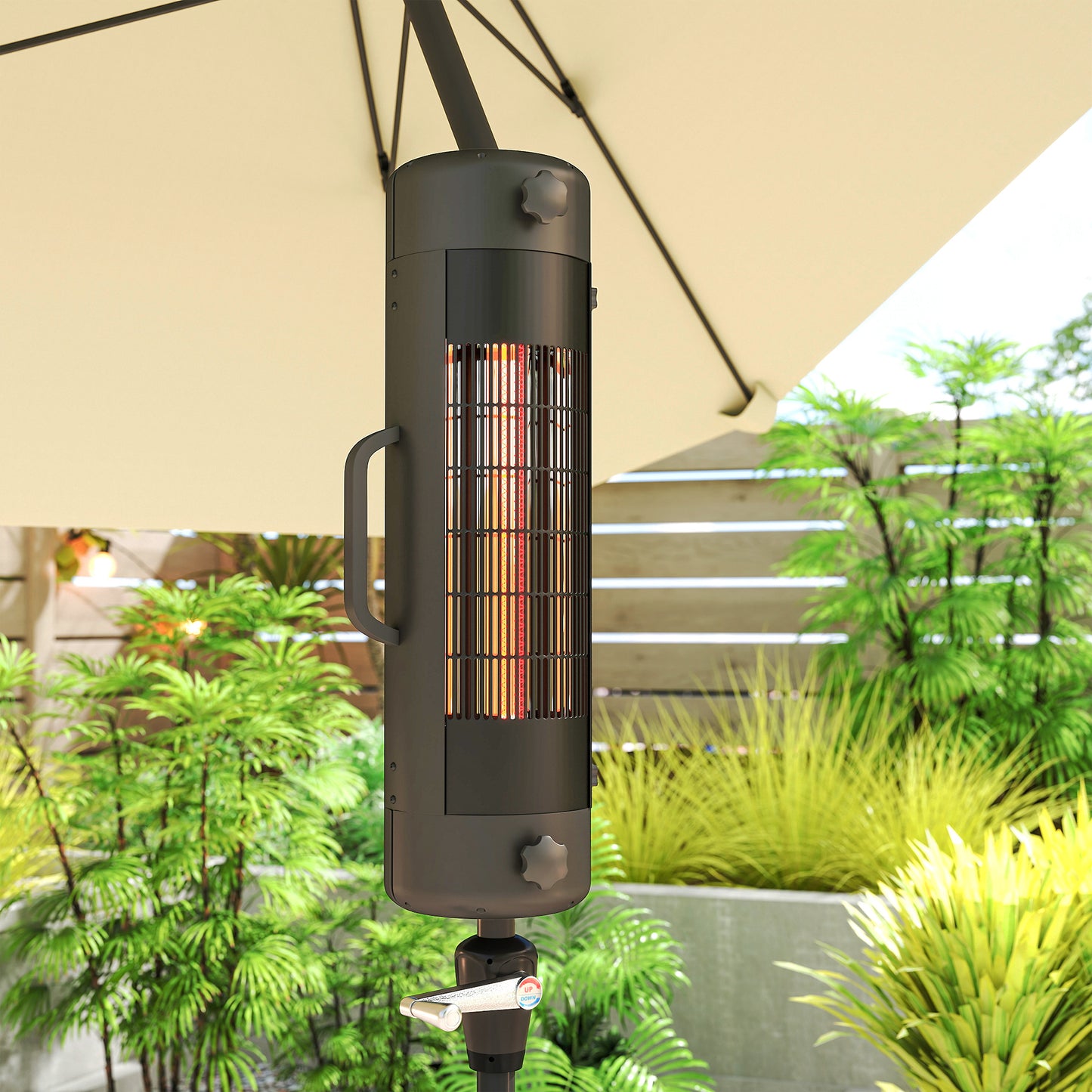 Outsunny Patio Parasol Heater Umbrella Mounted Electric Heater For 25-70 Mm Poles Adjustable Overhead Warmth