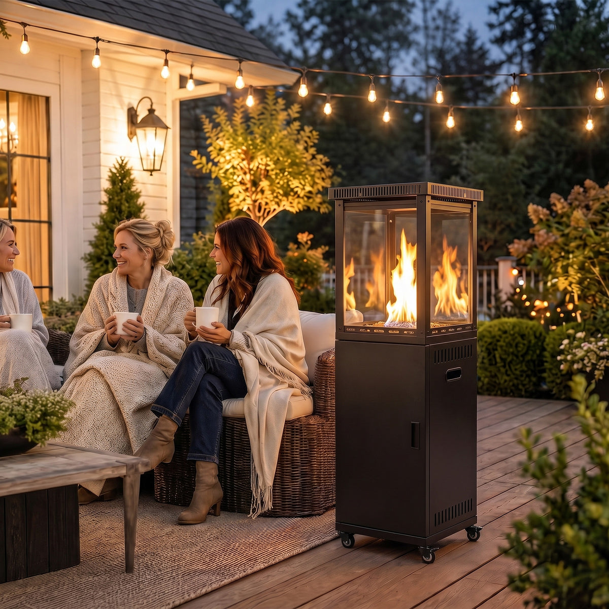 Outsunny Portable 13 kW Propane Patio Heater with Wheels and Heat Control