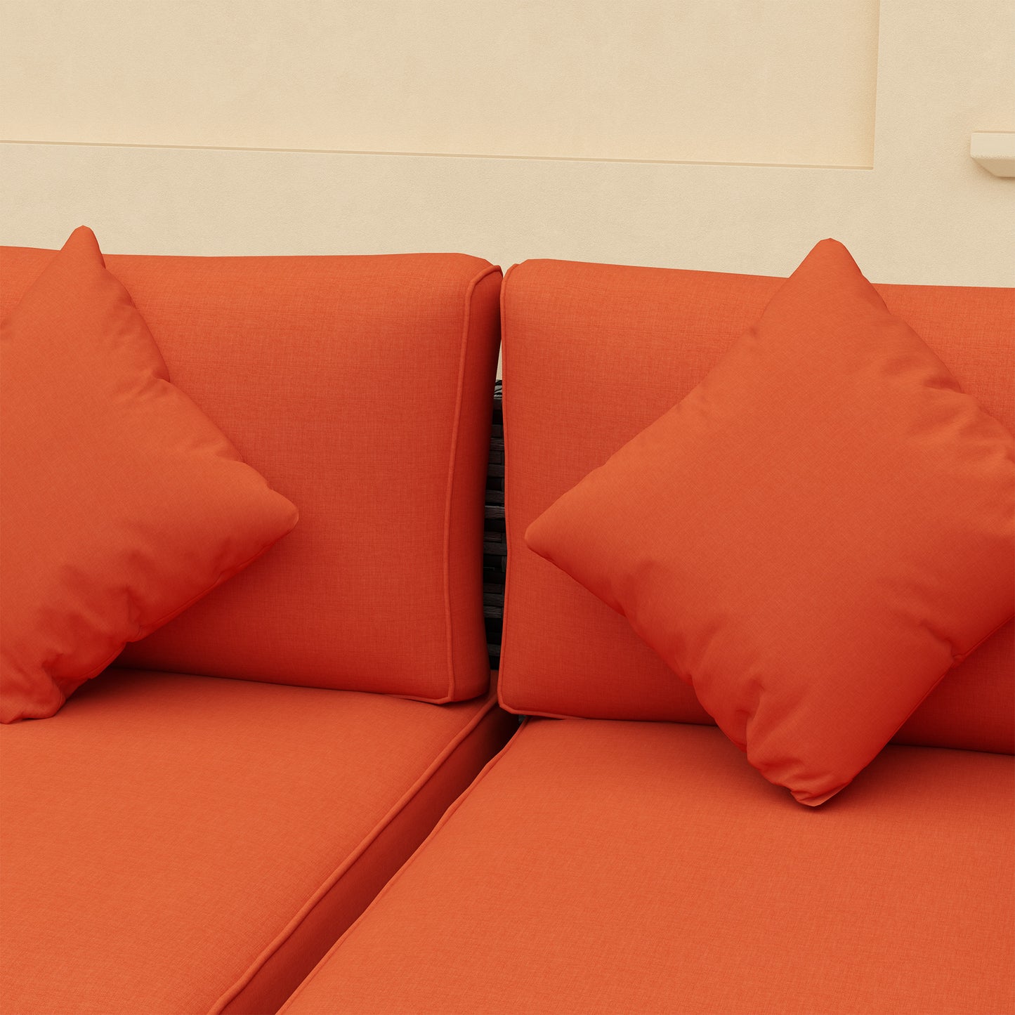 Outsunny Eight Piece Rattan Outdoor Corner Sofa Set Orange Grey With Steel Frame And Durable Wicker