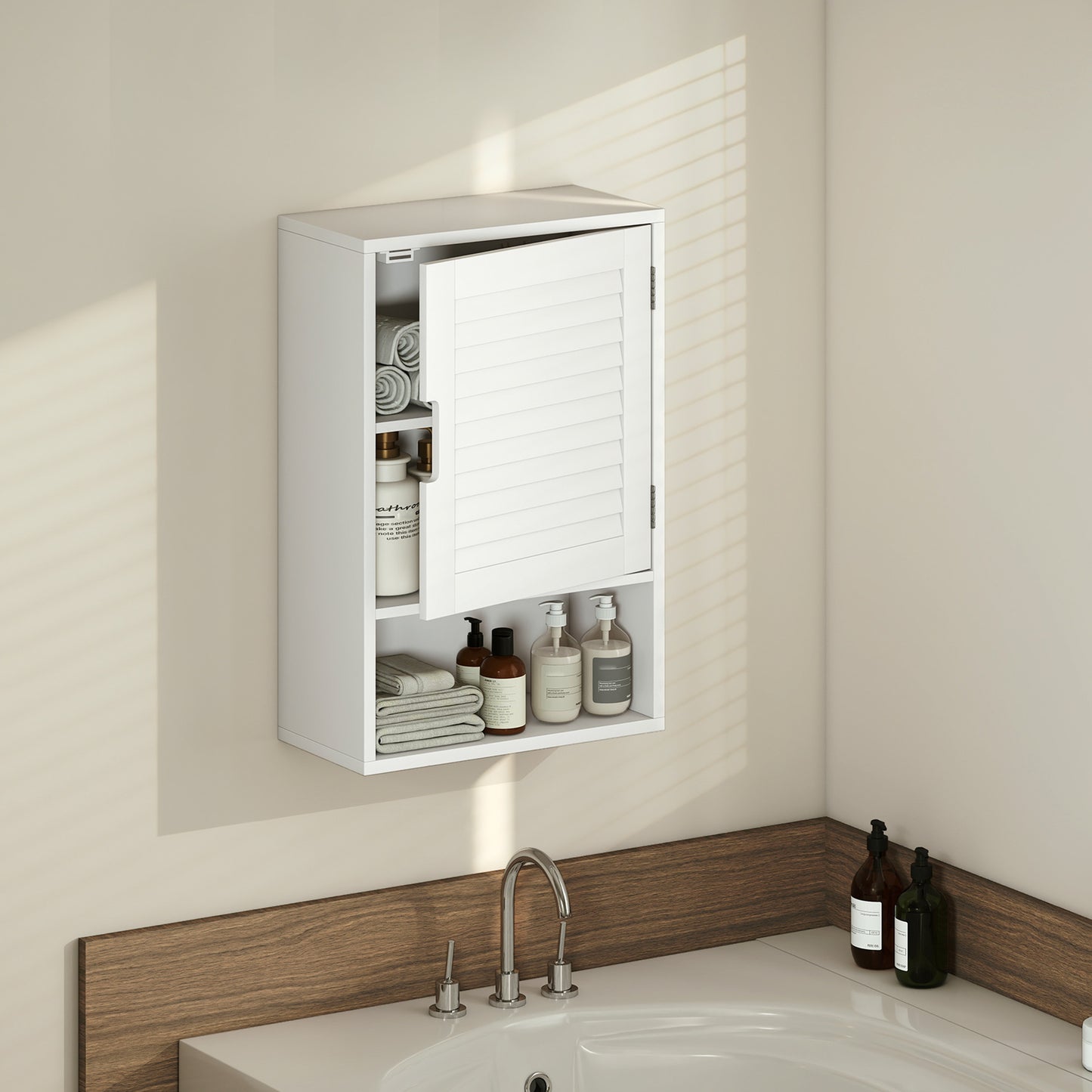 HOMCOM Wall Mounted Bathroom Cabinet With Adjustable Shelves White 40 x 20 x 60 cm