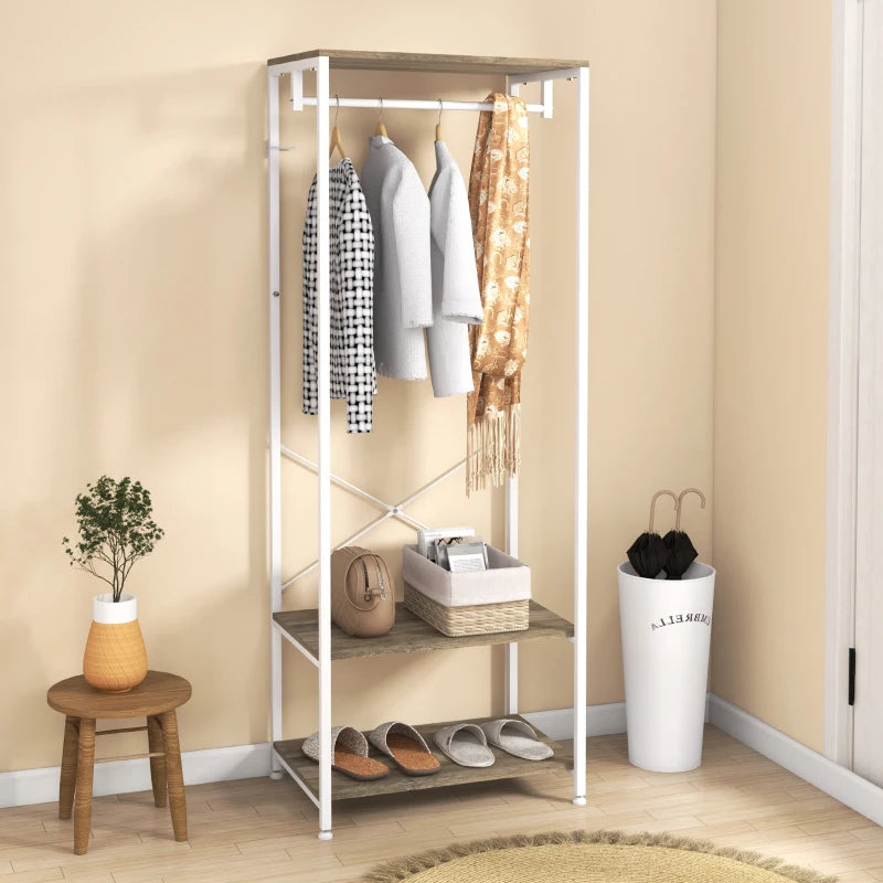 HOMCOM Grey Hallway Coat Rack and Shoe Bench Tree – Entryway Coat and Shoe Organizer - ALL4U RETAILER LTD