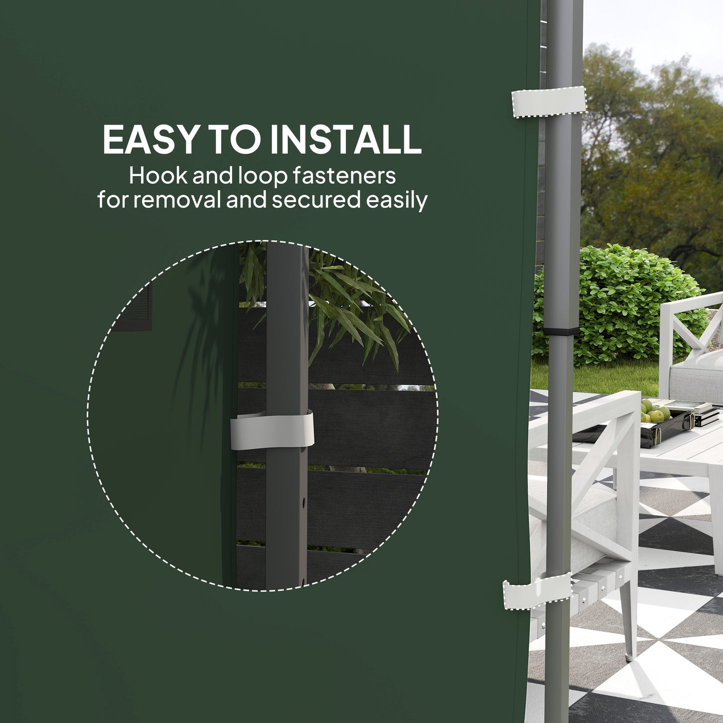 Outsunny Replacement Gazebo Sidewall 195 x 295 cm Green With Mesh Pockets And Hook And Loop Fasteners
