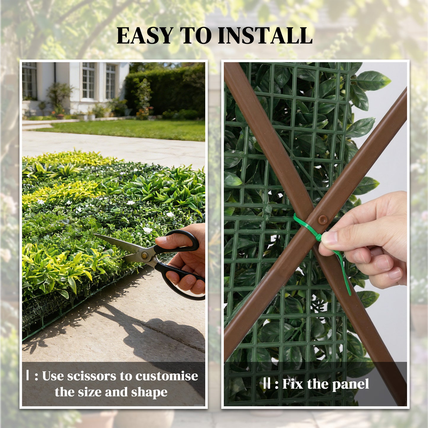 Outsunny 100x100 Cm Artificial Plant Wall Panel With Grass Backdrop Green UVA 340 Protection