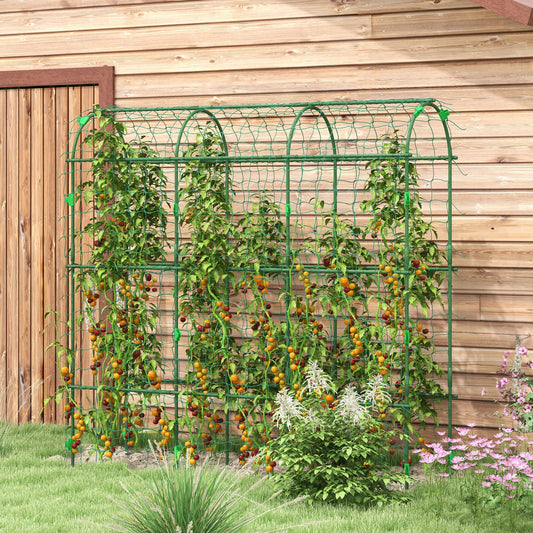 Outsunny 183 Cm Tall Metal Garden Trellis Arch For Climbing Plants Cucumbers Tomatoes Grapes Outdoor With Net