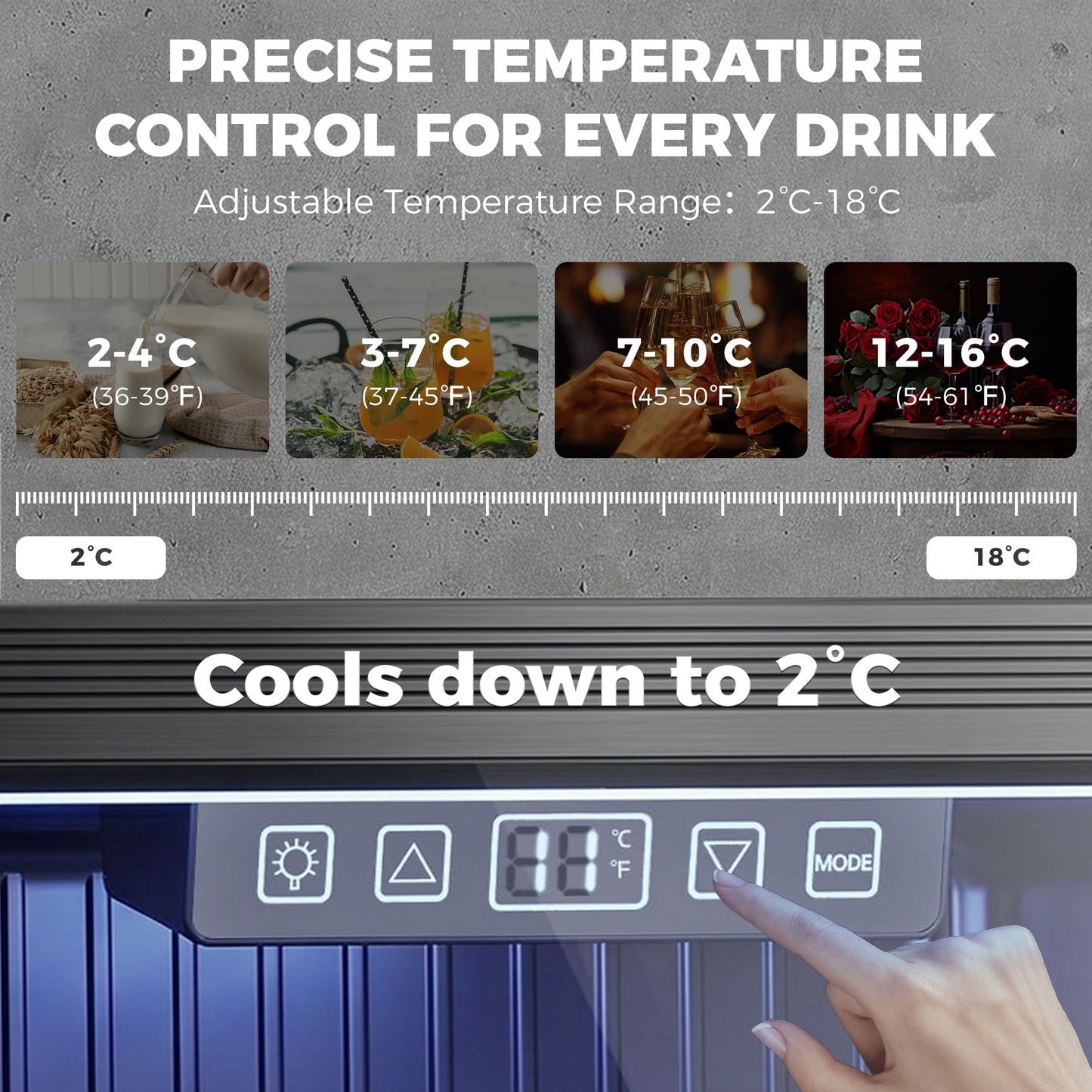 HOMCOM 50L Drinks Fridge 48 Can Under Counter Freestanding Beer Fridge With LED Light