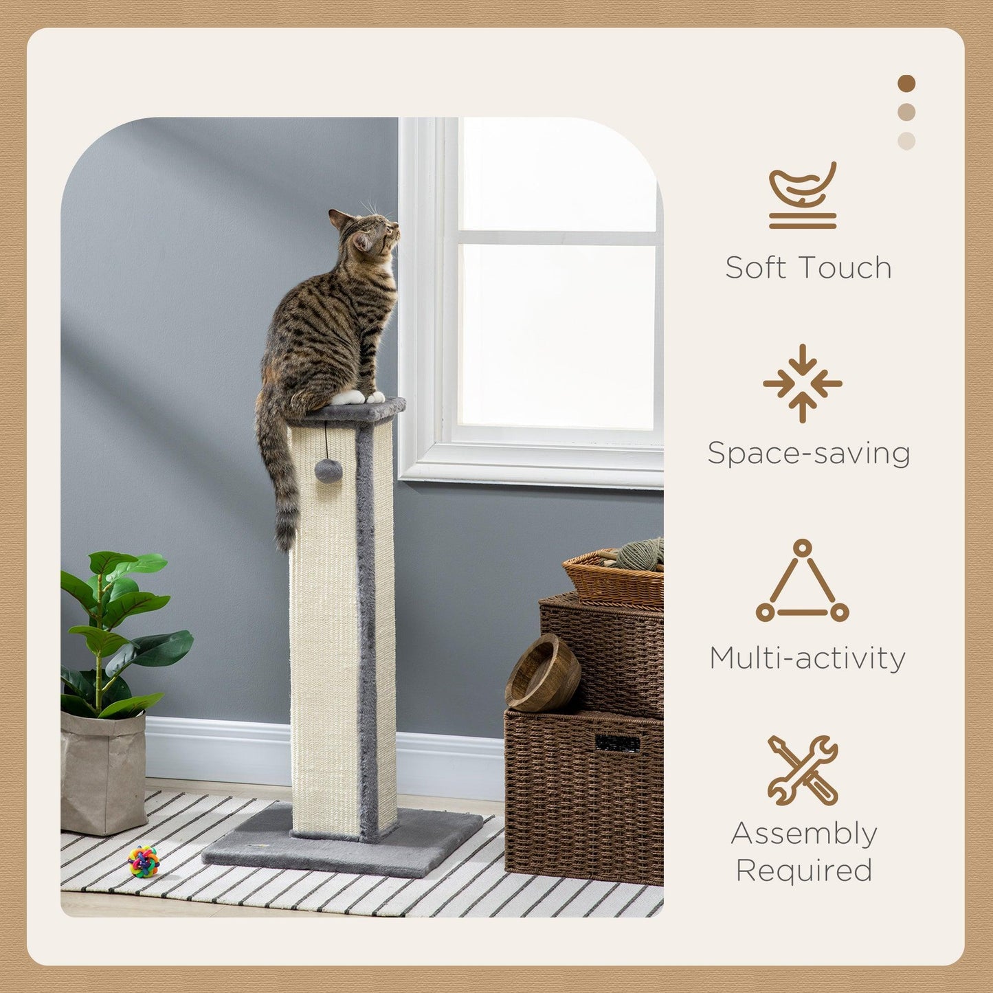 PawHut 81cm Cat Scratcher: Sleek & Fun - ALL4U RETAILER LTD