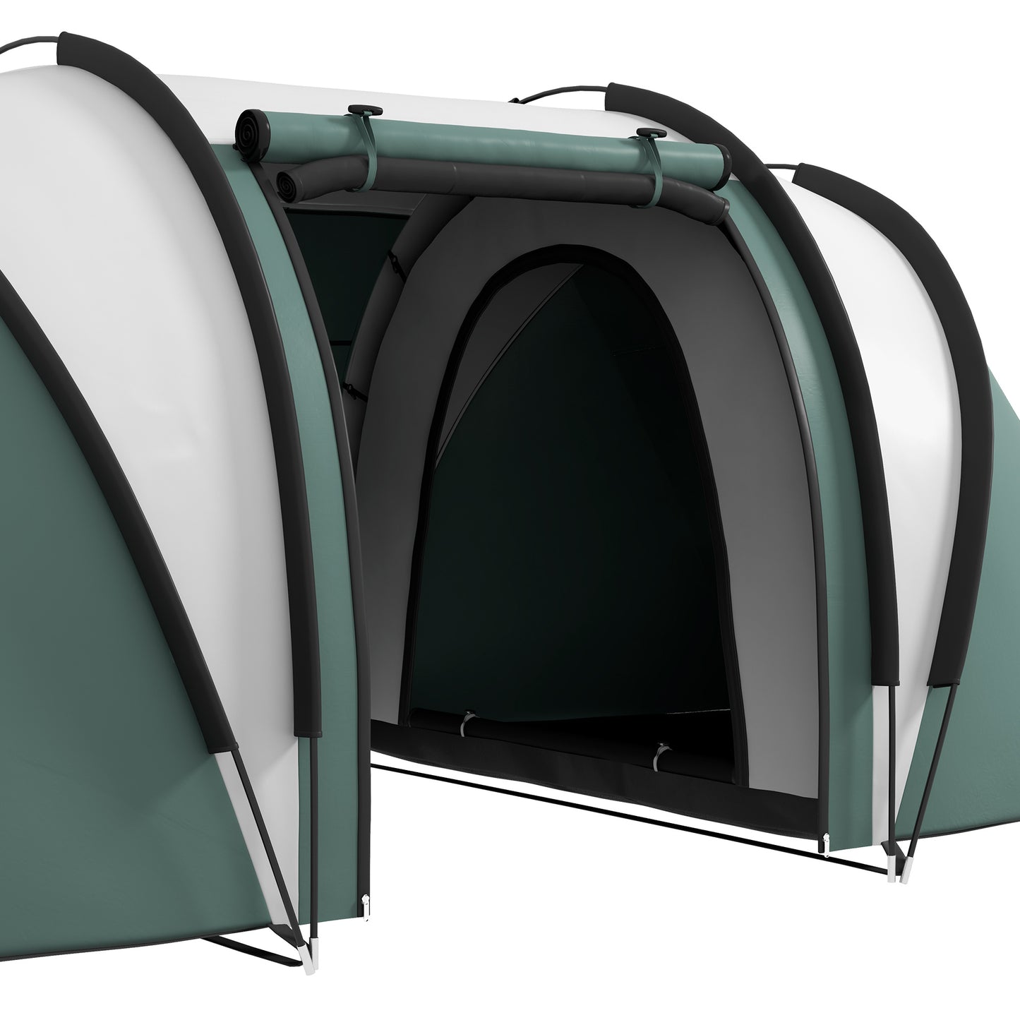 Outsunny Family Camping Tent with 2 Bedrooms and Living Area, 3000mm Waterproof, Ideal for Fishing, Hiking, and Festivals - Dark Green - ALL4U RETAILER LTD