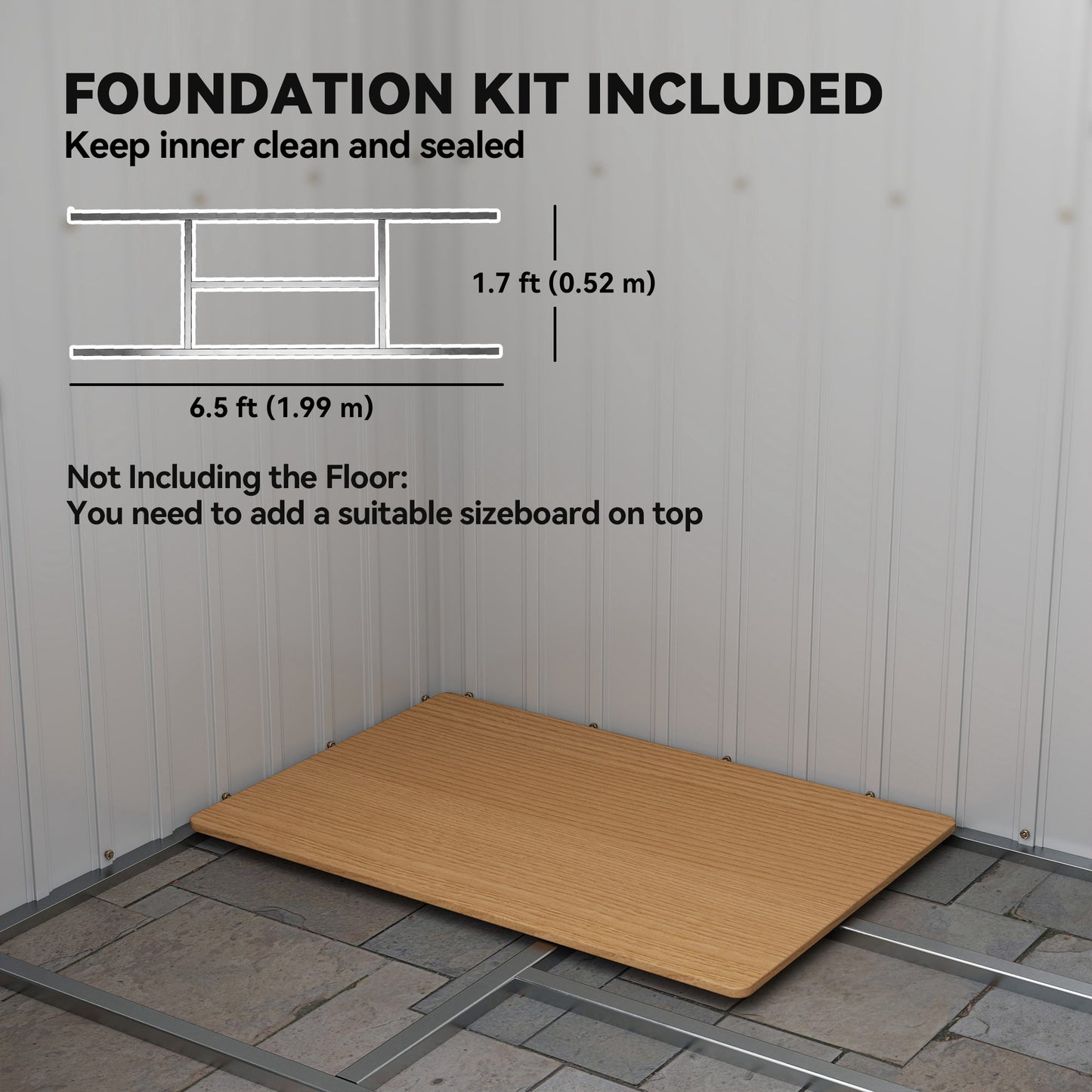 Outsunny 7 By 4Ft Galvanised Steel Garden Shed With Foundation Kit Double Door Two Vents Dark Grey