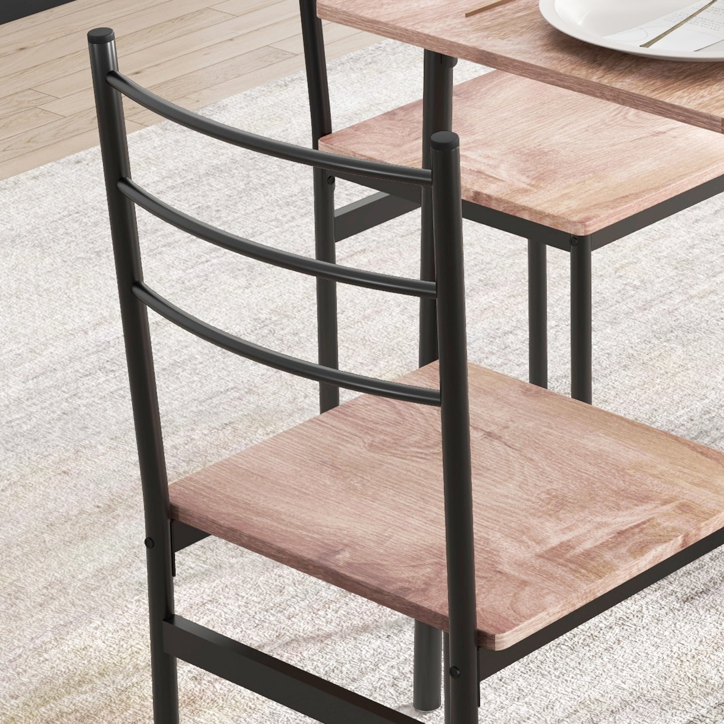 HOMCOM 5 Piece Dining Table And Chairs Set For Compact Kitchens With Steel Frame Space Saving Design Black