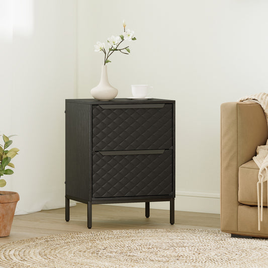 HOMCOM Chest Of Drawers With Fabric Drawers And Aluminium Handles Black Modern MDF Frame