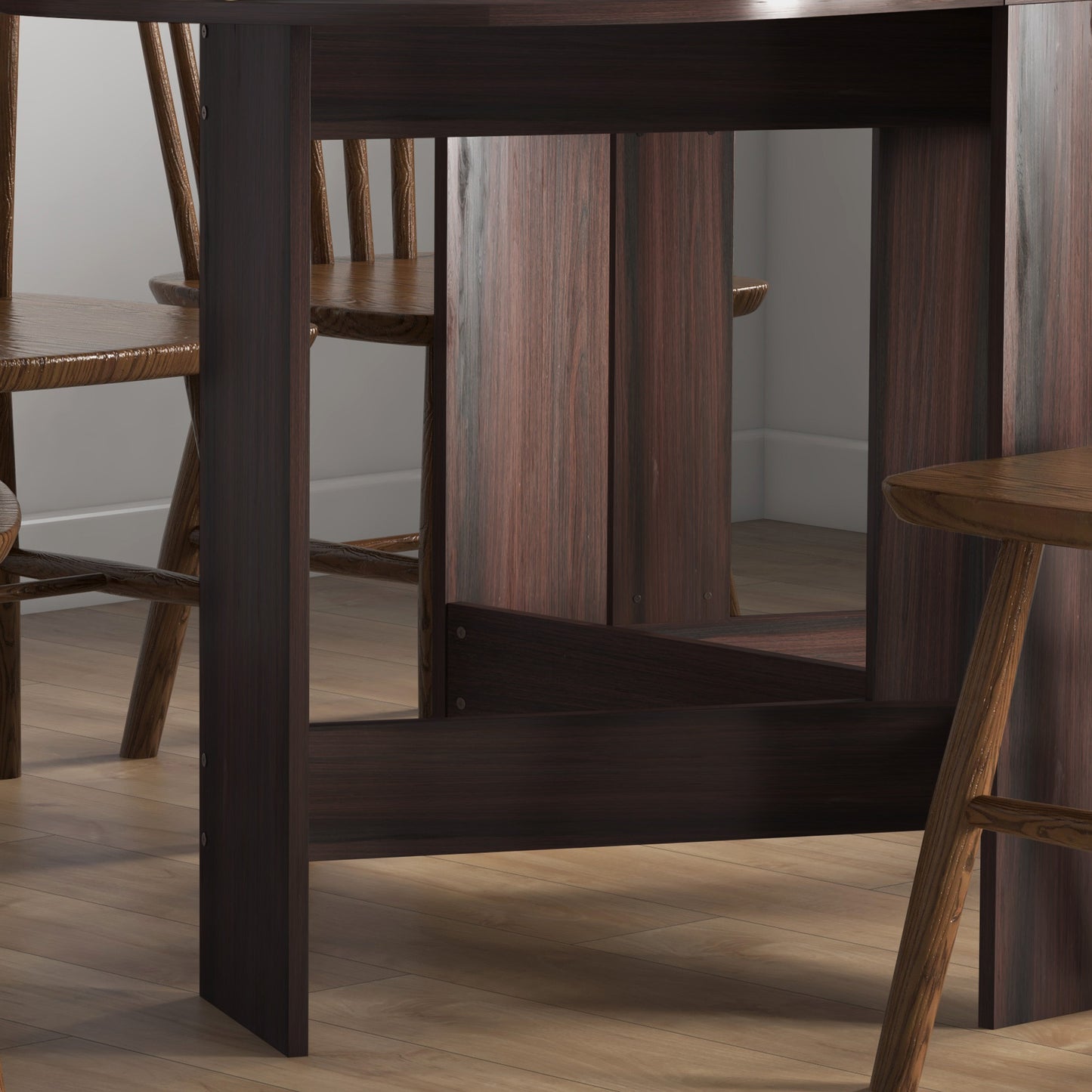 HOMCOM Folding Dining Table For Small Spaces With Drop Leaf Oval Tabletop In Chocolate Wood Effect