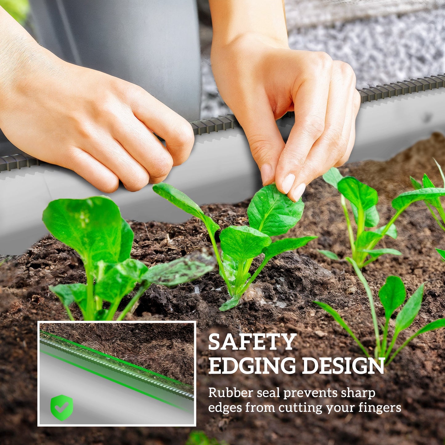 Outsunny Galvanised Raised Garden Bed Planter Box With Safety Edging For Flowers Herbs And Succulents Silver