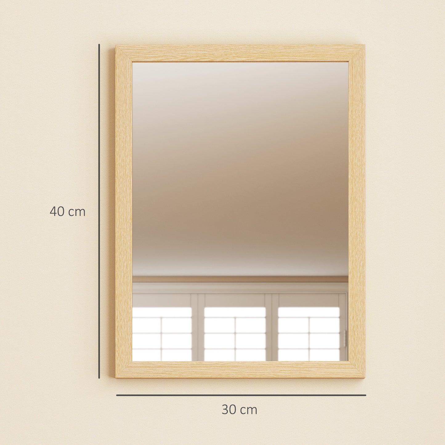 HOMCOM Wall Mounted Mirror Set Of 2 30 x 40 cm Rectangular Mirrors For Bathroom Living Room Bedroom Hallway Natural