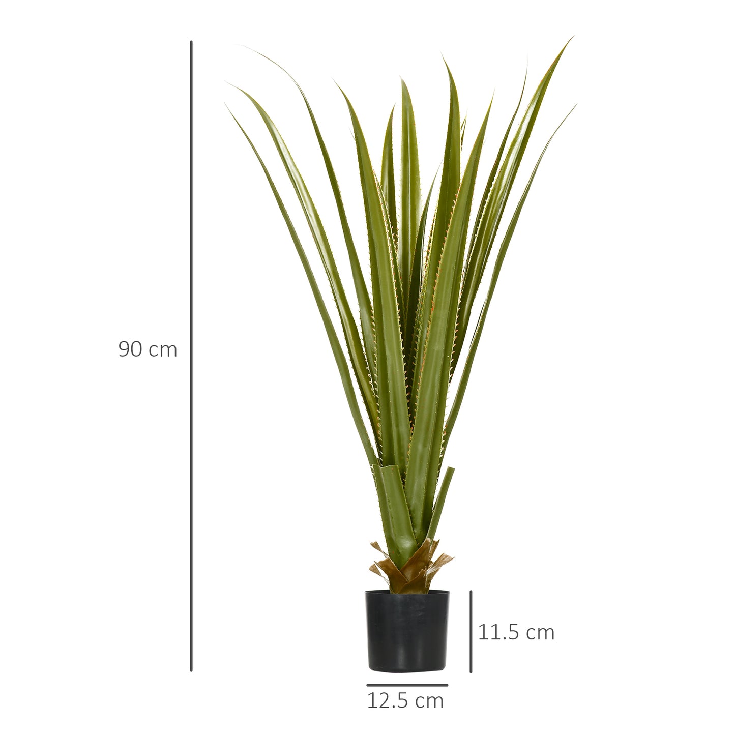 HOMCOM Agave Succulent Artificial Plant in Pot for Home Indoor Outdoor Decor 15x15x90cm Green