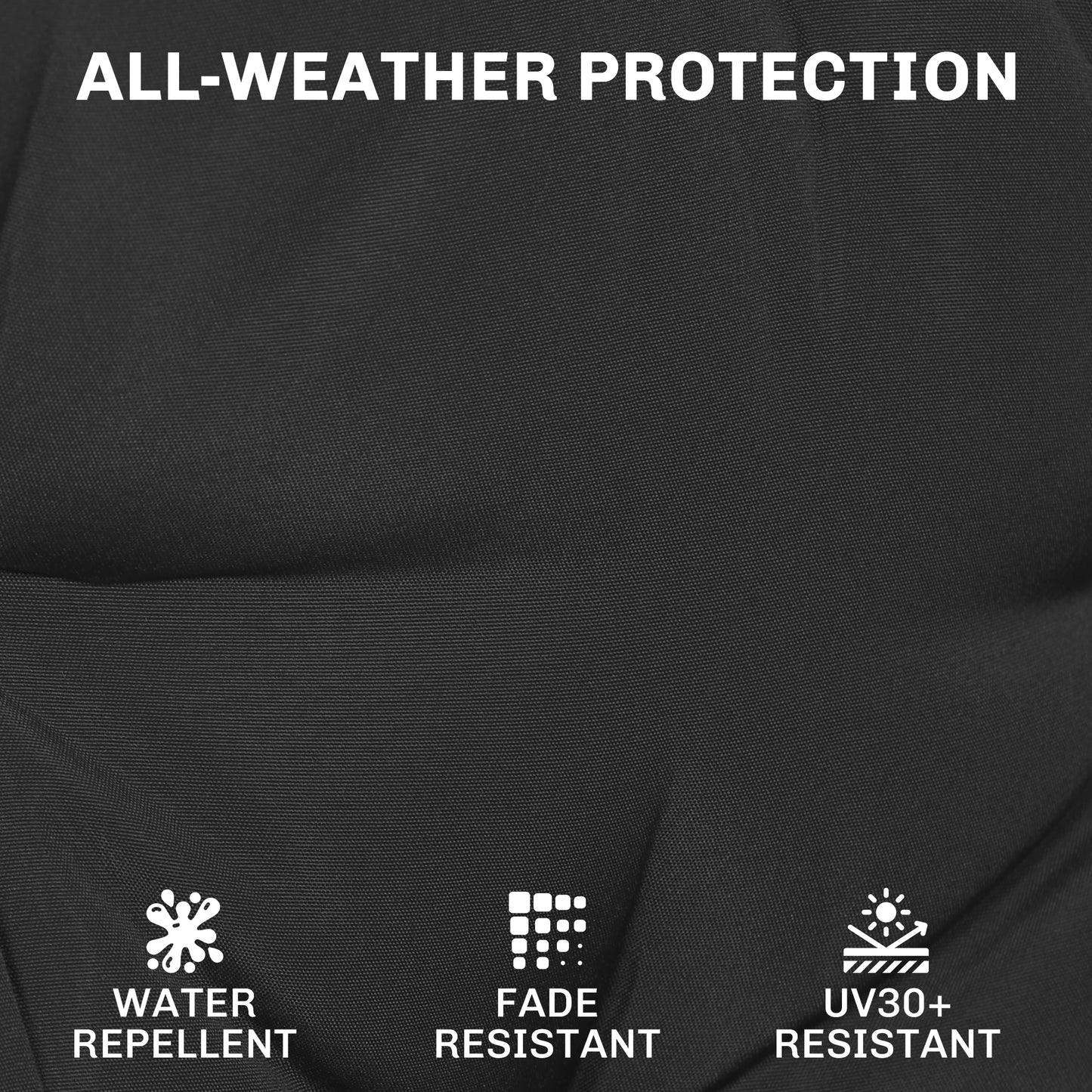 Outsunny Outdoor Chair Cushions Set of 2 with 7cm Thick Foam and Ties Water Repellent Flame Retardant Fabric Black